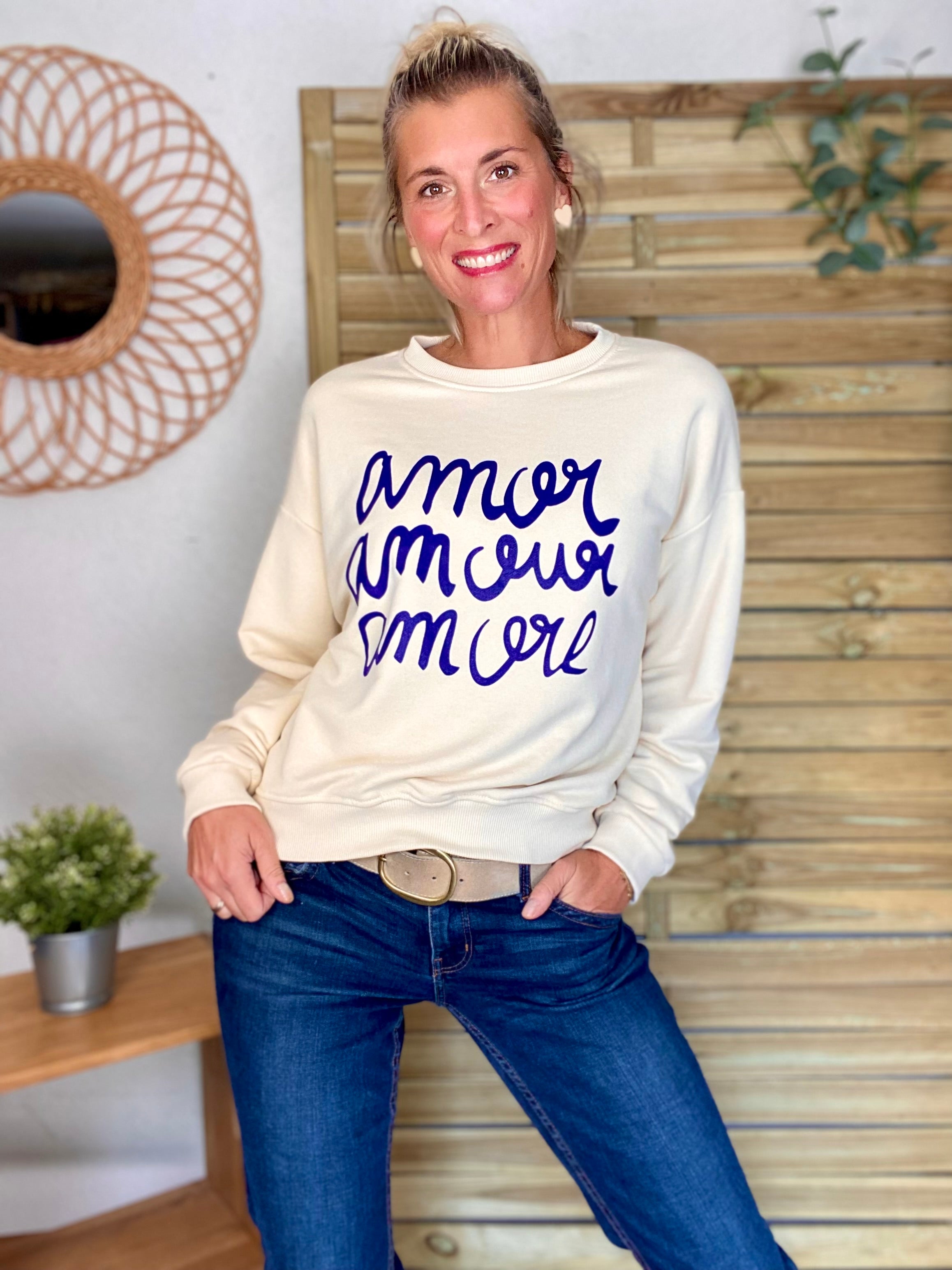 Sweat amor amour amore COLINE - Crème