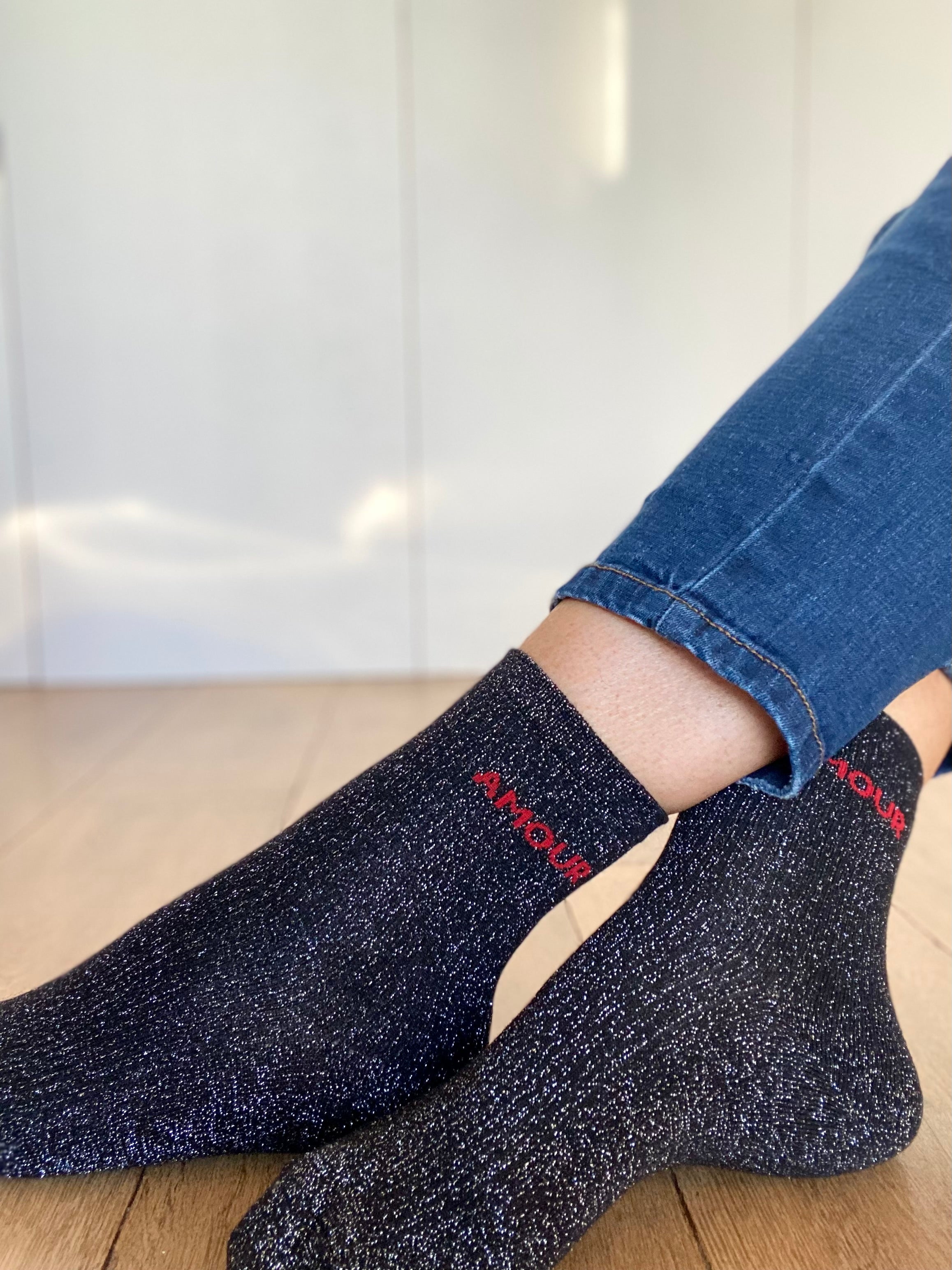 Chaussettes scintillantes glitter ZORA - Amour