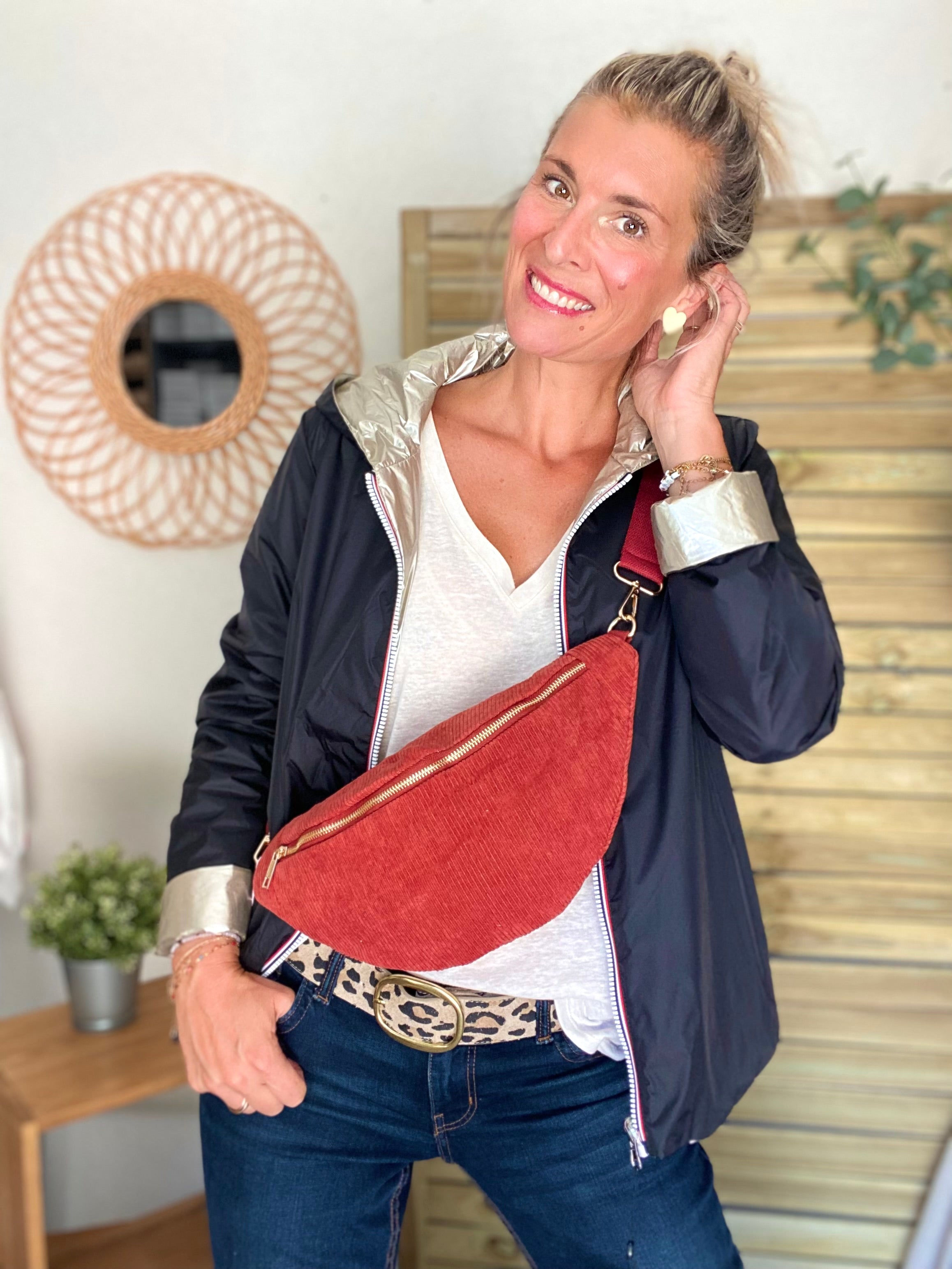 Sac banane XL velours côtelé Ciao Boum - IVY - Terracotta (20 coloris)