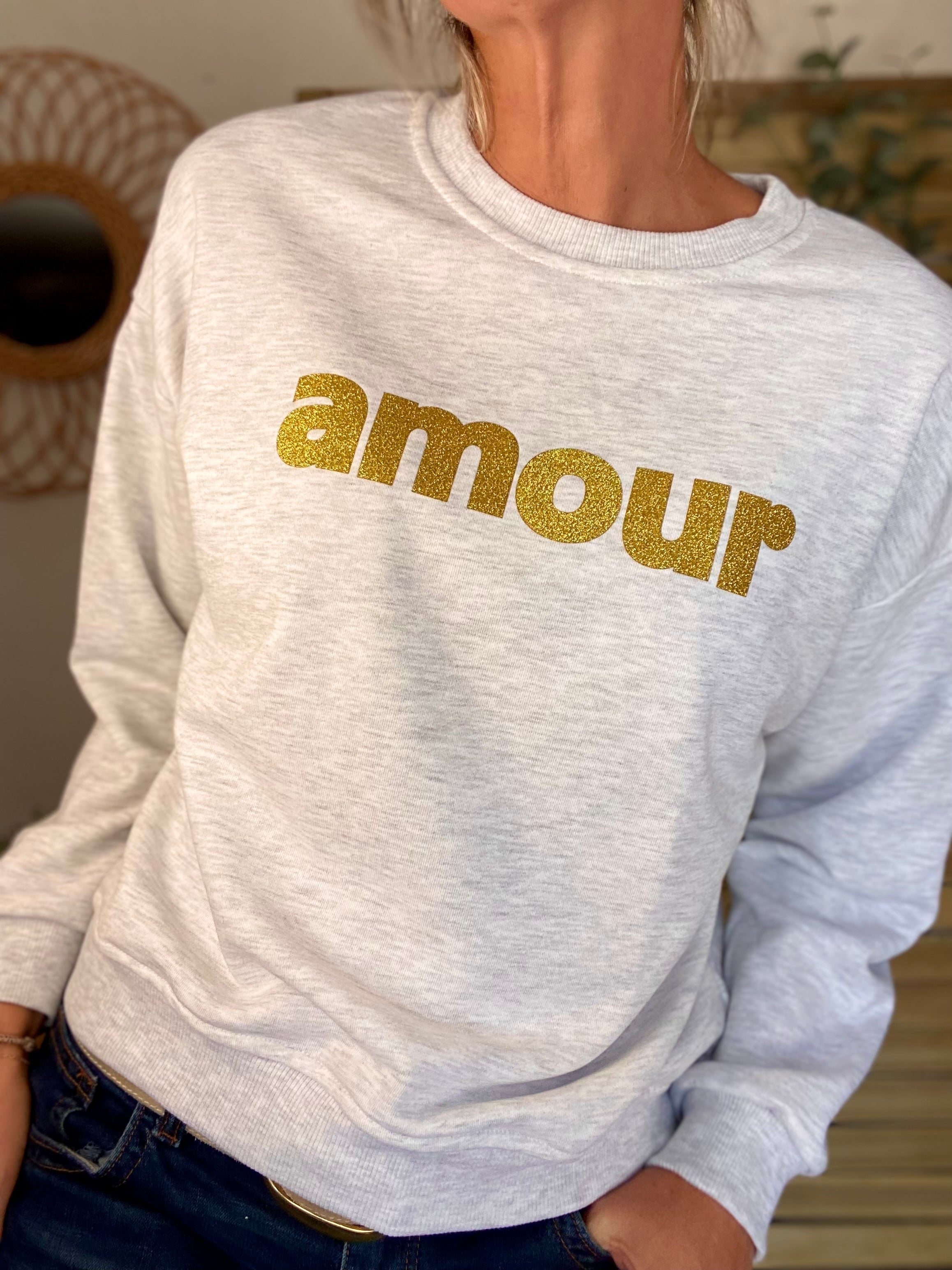 Sweat amour doré COLINE - Gris chiné