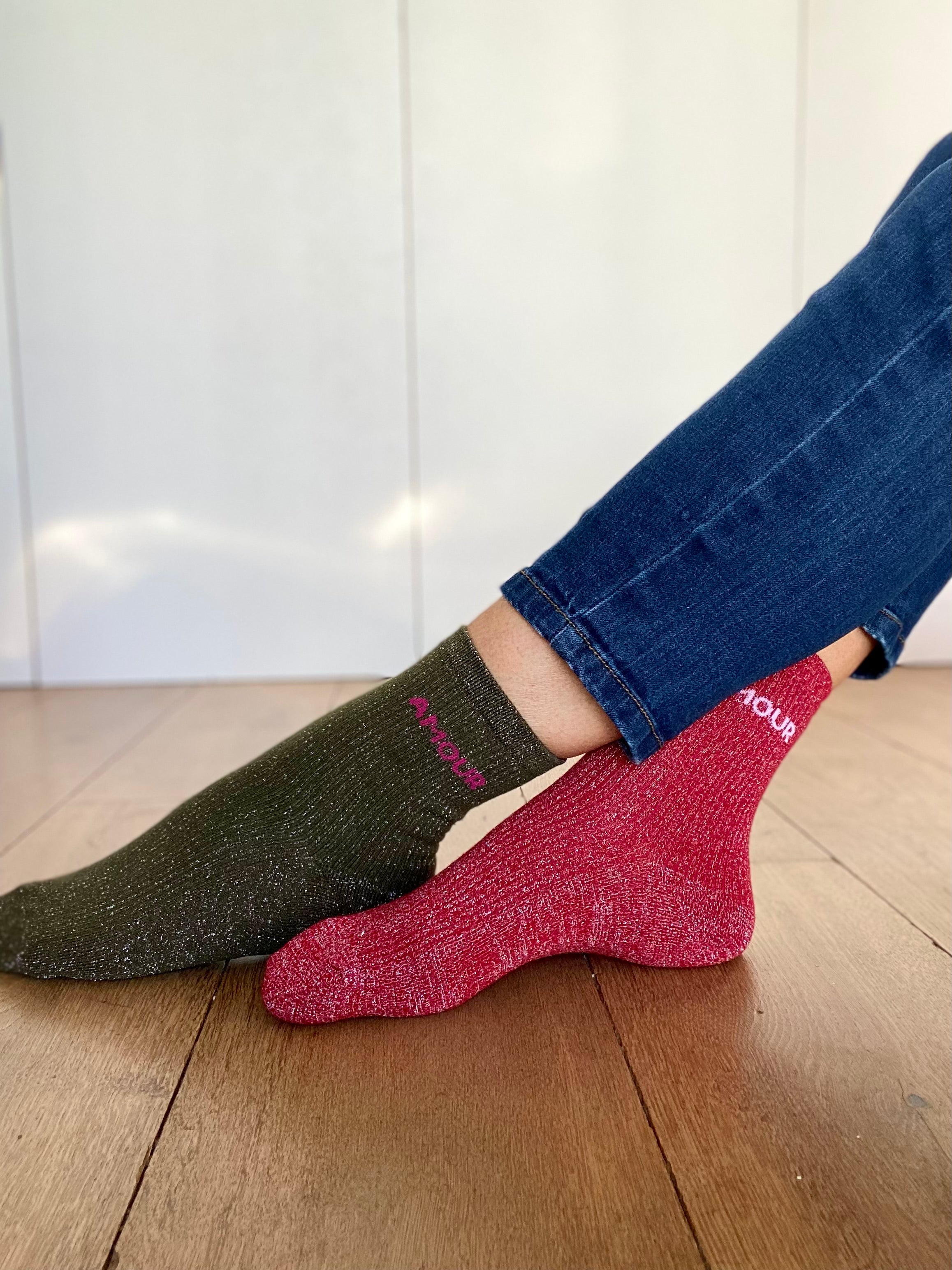Chaussettes scintillantes glitter ZORA - Amour