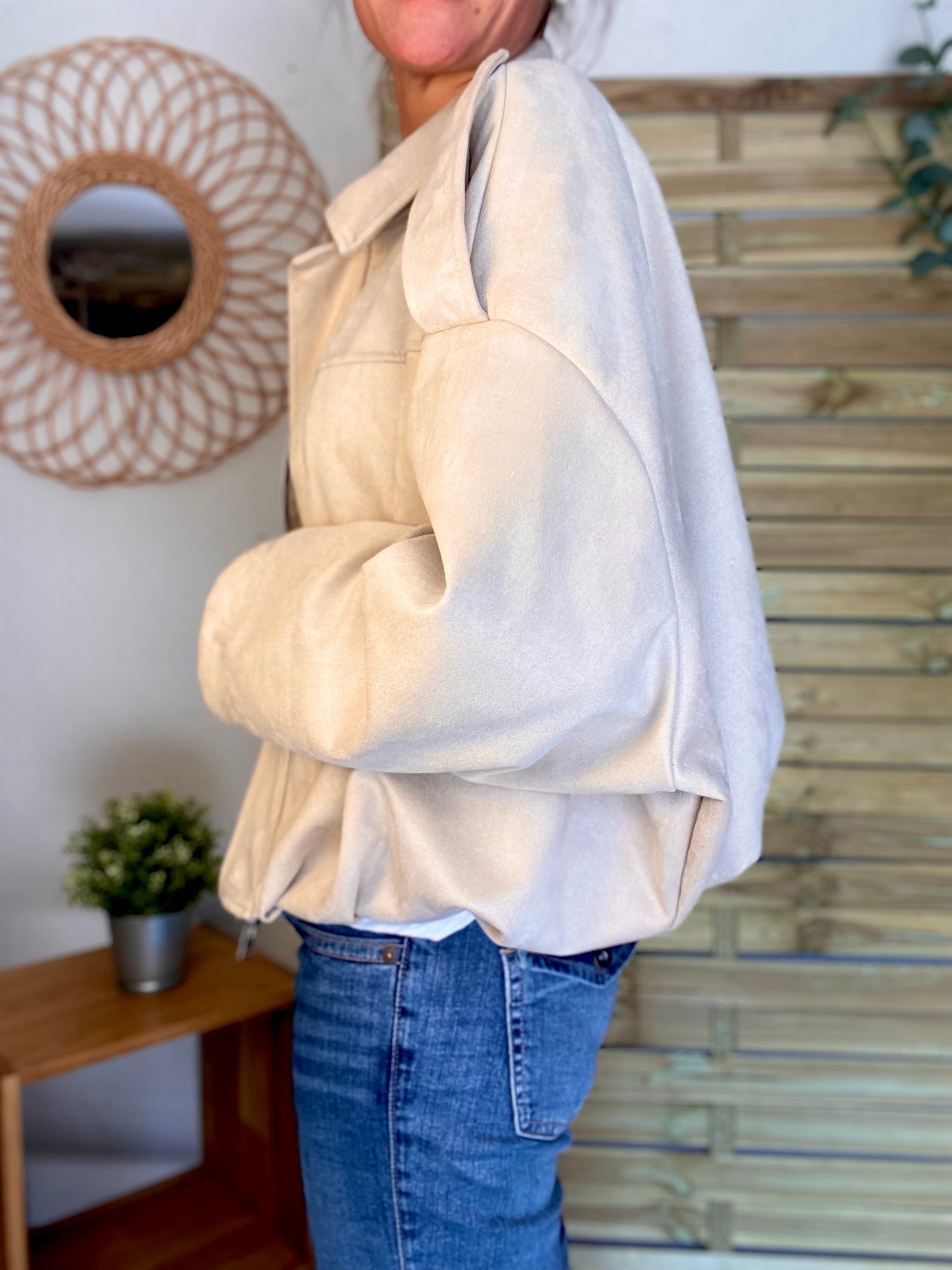 Veste oversize en suédine ISAAC - Beige clair