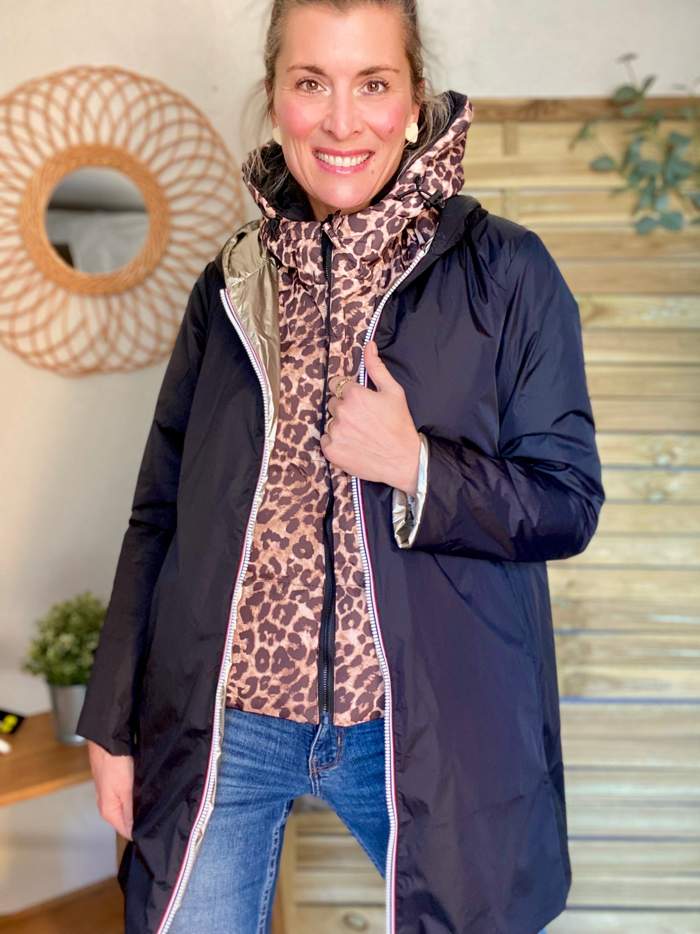 Col capuche amovible réversible ZACK - Noir / Léo 🐆