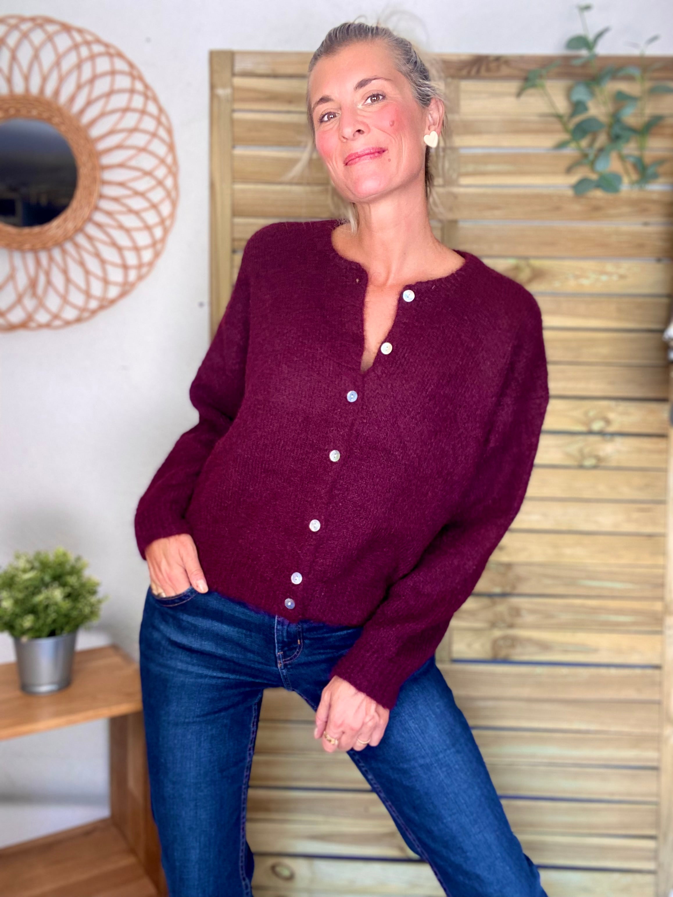 Gilet en maille SYDNEY - Bordeaux