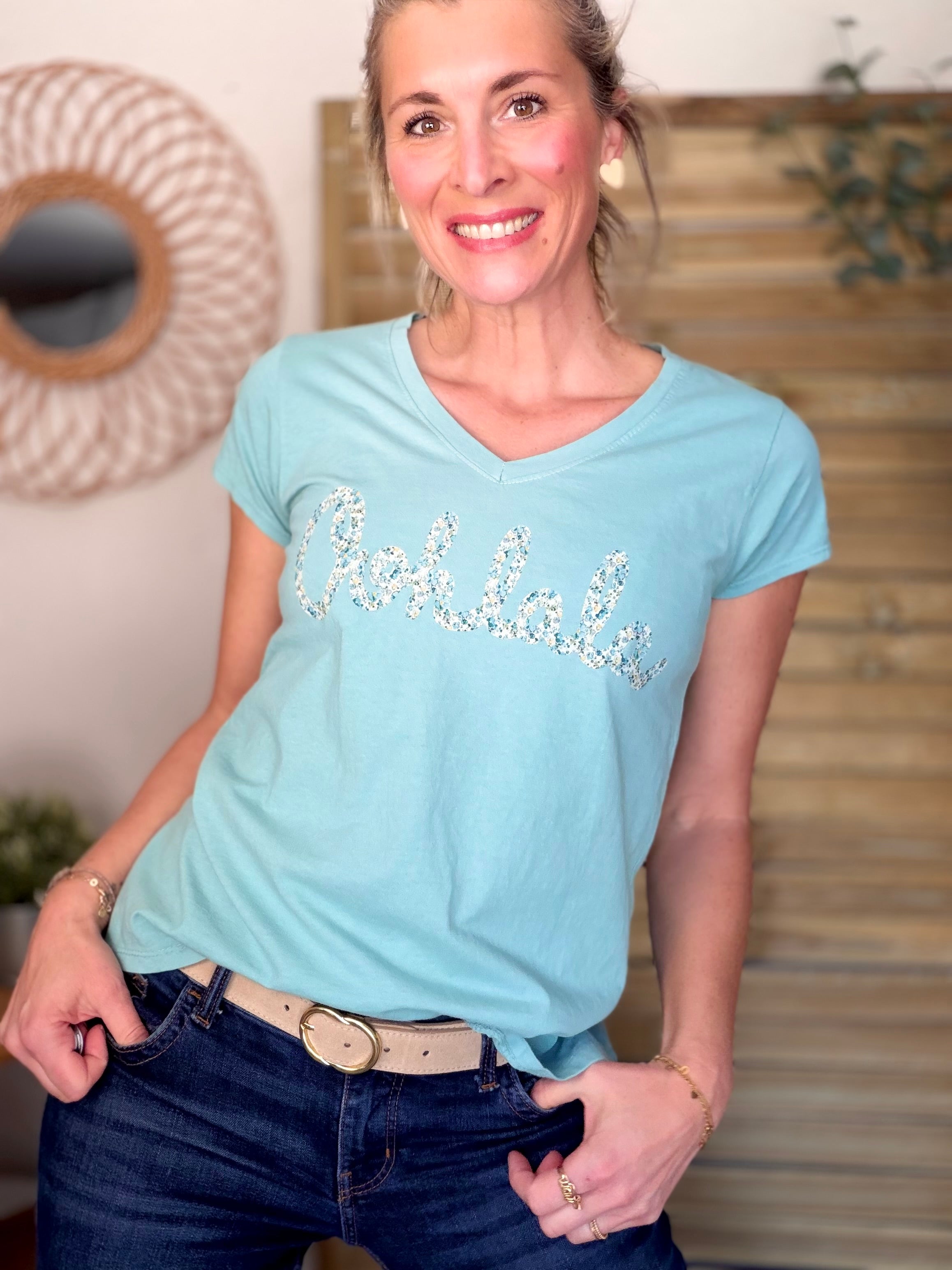 Tee shirt Ohlala Liberty VERA Vert céladon