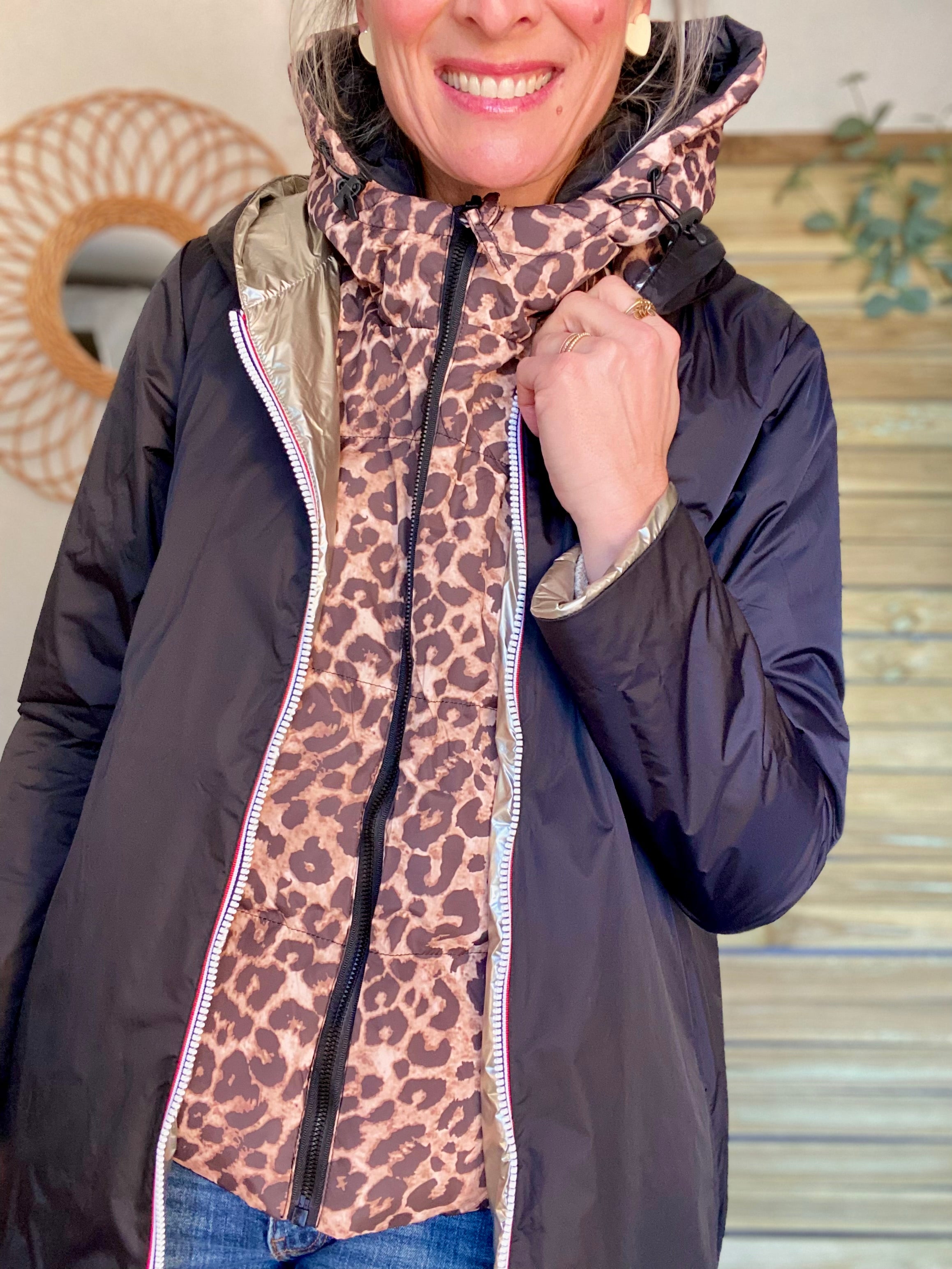 Col capuche amovible réversible ZACK - Noir / Léo 🐆
