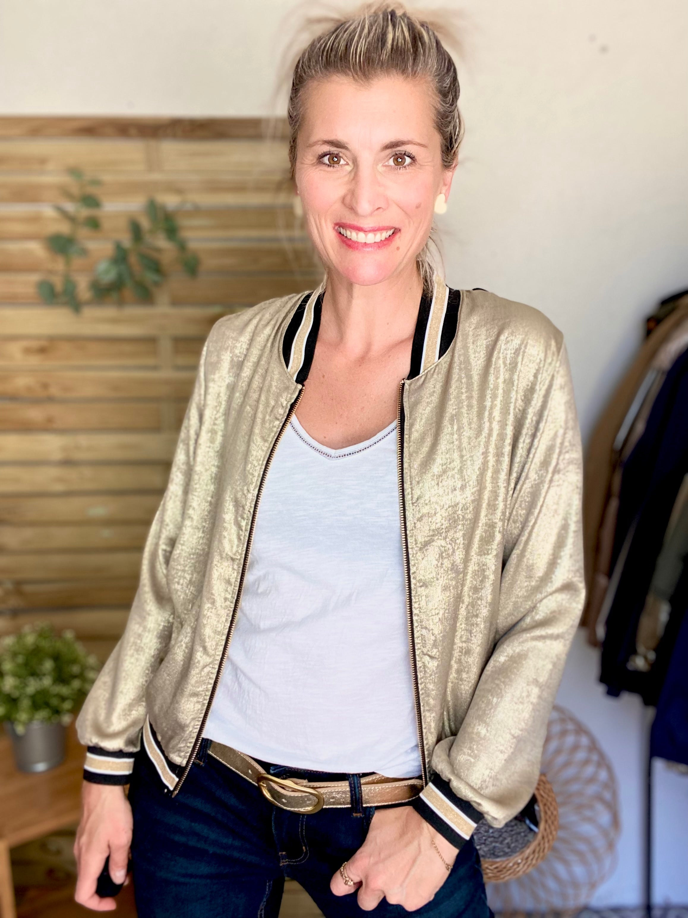 Veste bombers léger EMILY - Doré foncé - taille unique