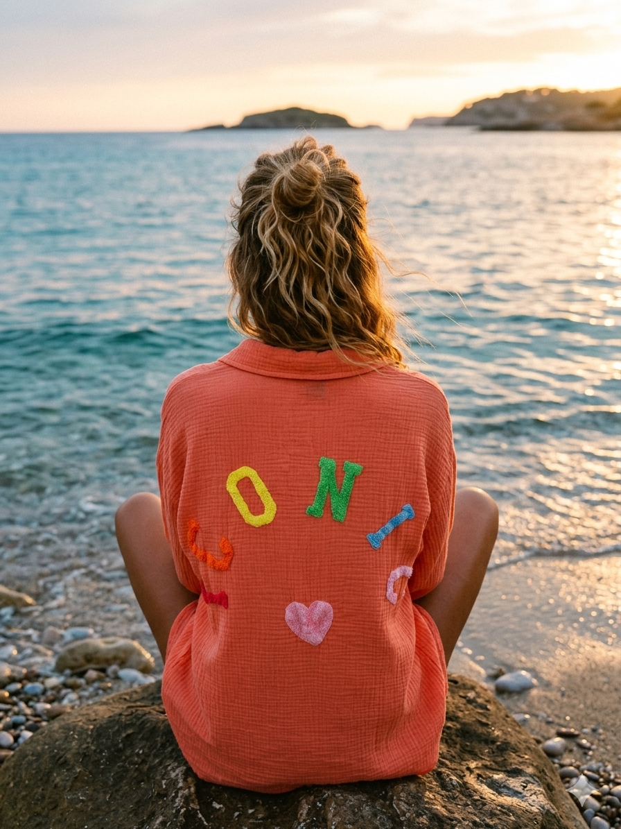 Chemise en gaze de coton ICONIC - ALANIS Corail