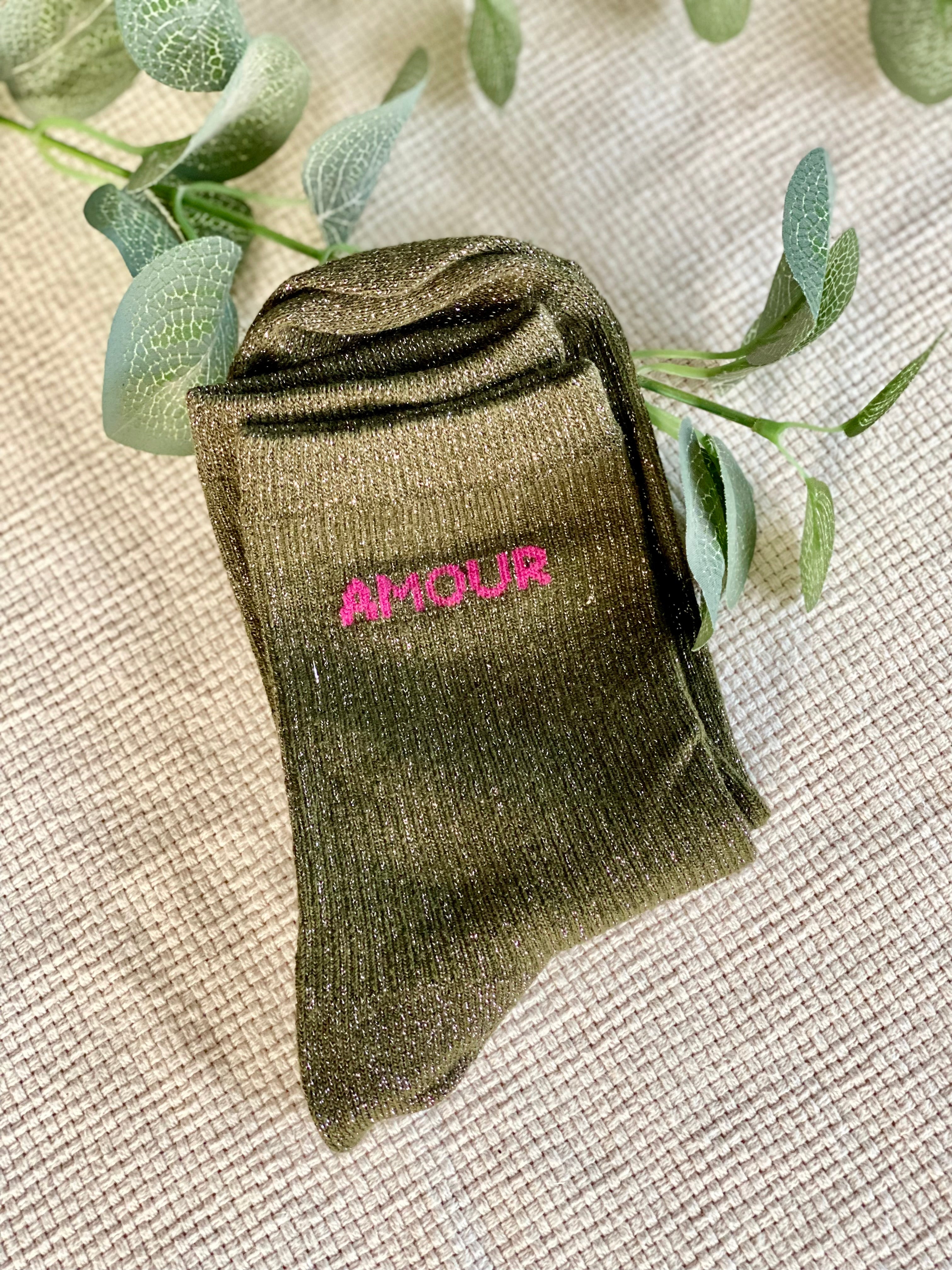 Chaussettes scintillantes glitter ZORA - Amour