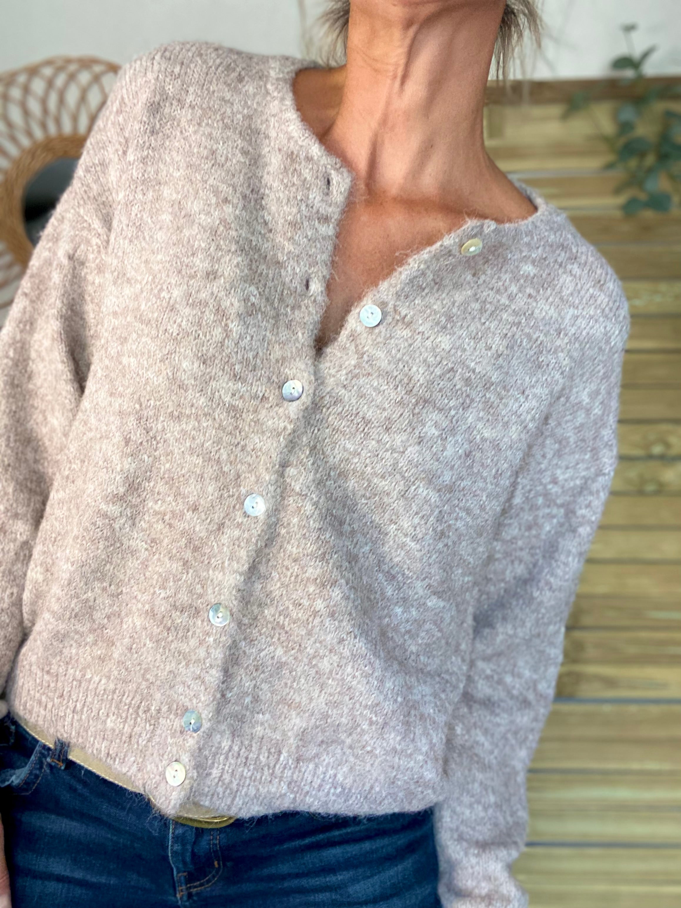 Gilet en maille SYDNEY - Taupe chiné