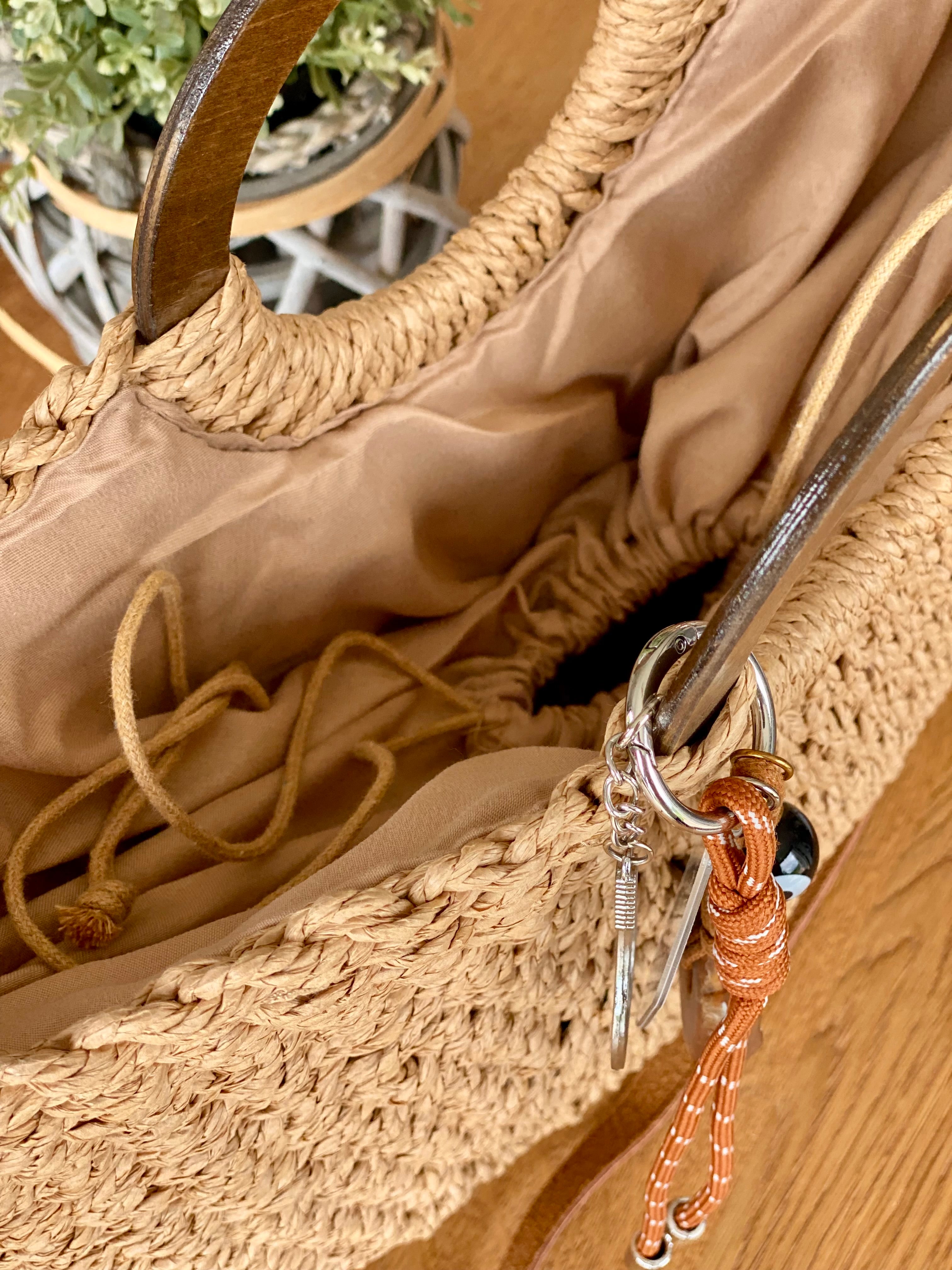 Sac à main et bandoulière en paille PAULA - Beige foncé