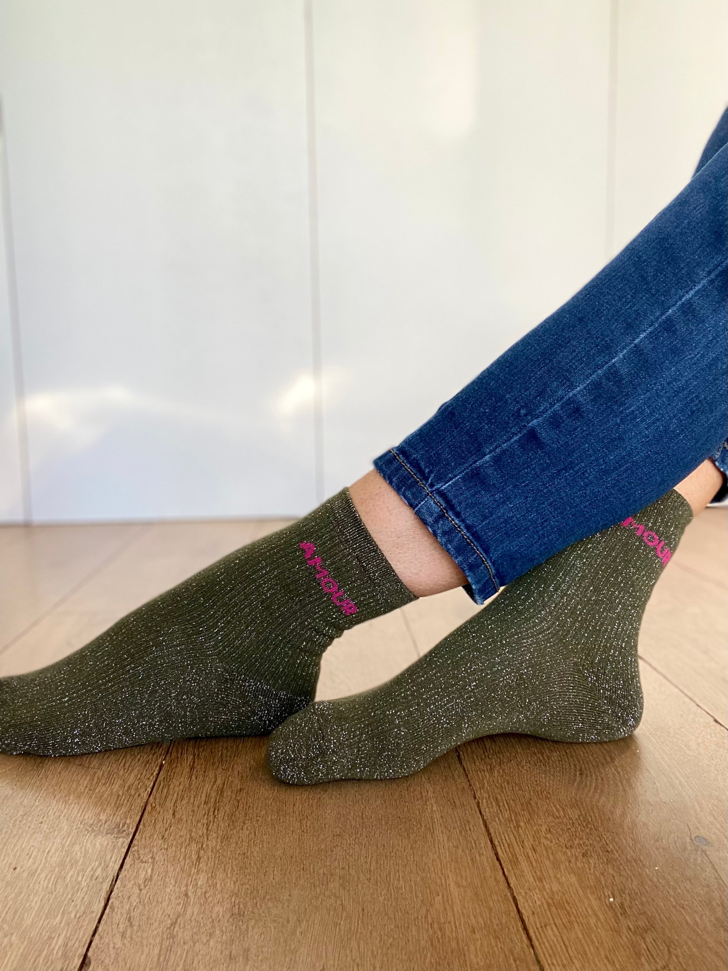 Chaussettes scintillantes glitter ZORA - Amour