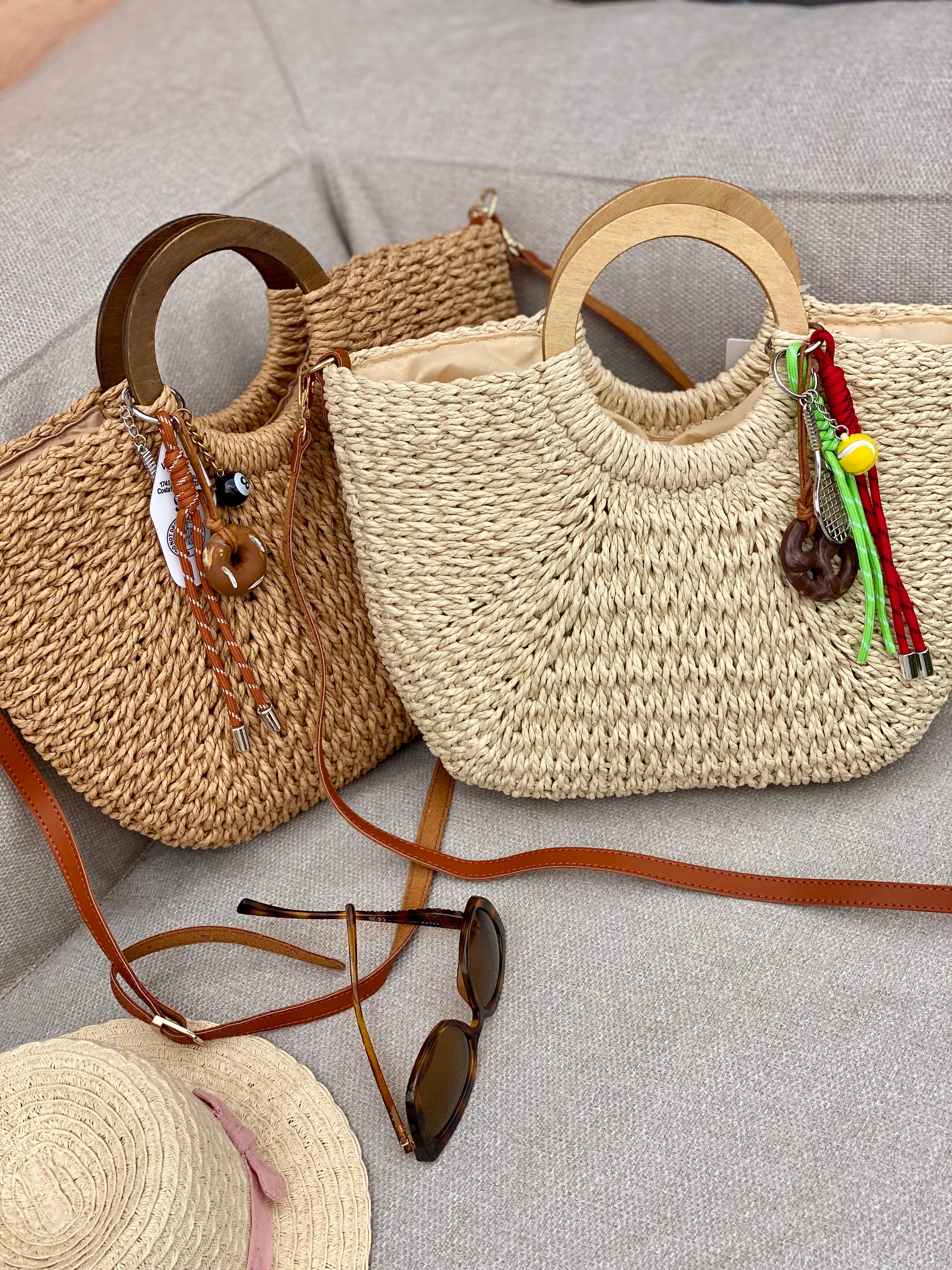 Sac à main et bandoulière en Paille PAULA - Beige clair