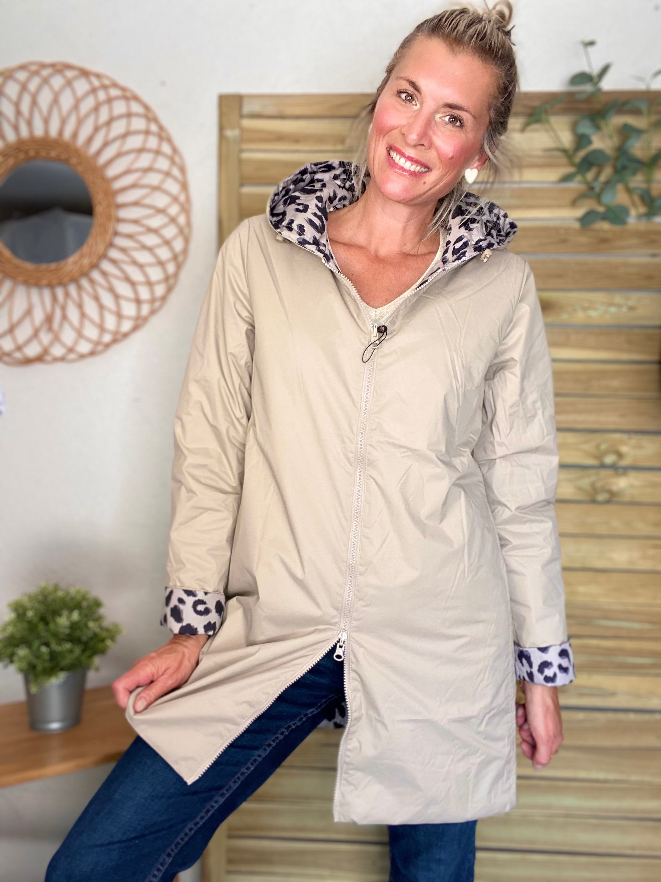Imperméable réversible rembourré LOUISON LONG - Beige / Léo - LAURA JO