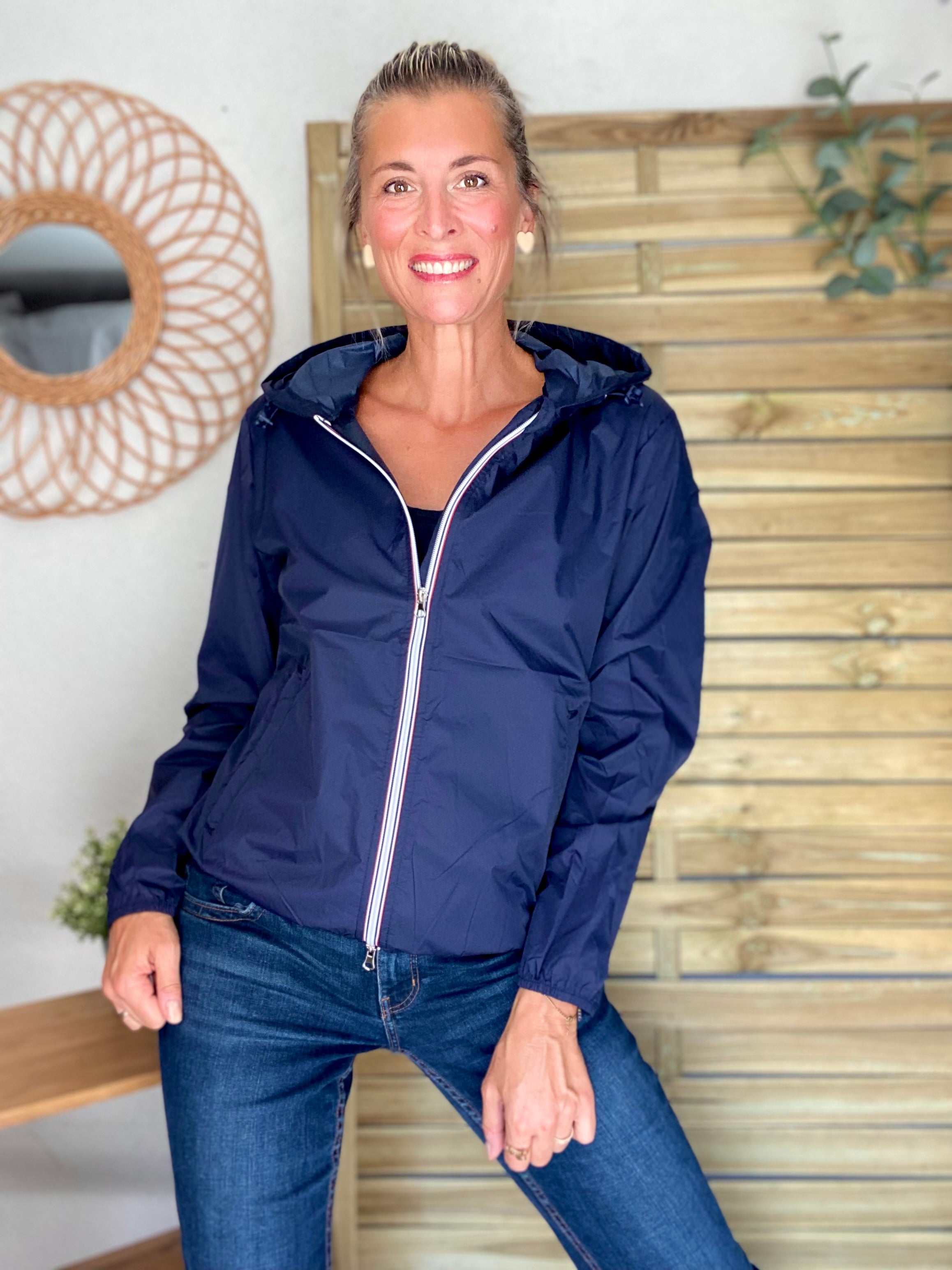 Coupe vent imperméable ANNA COURT Bleu marine - LAURA JO