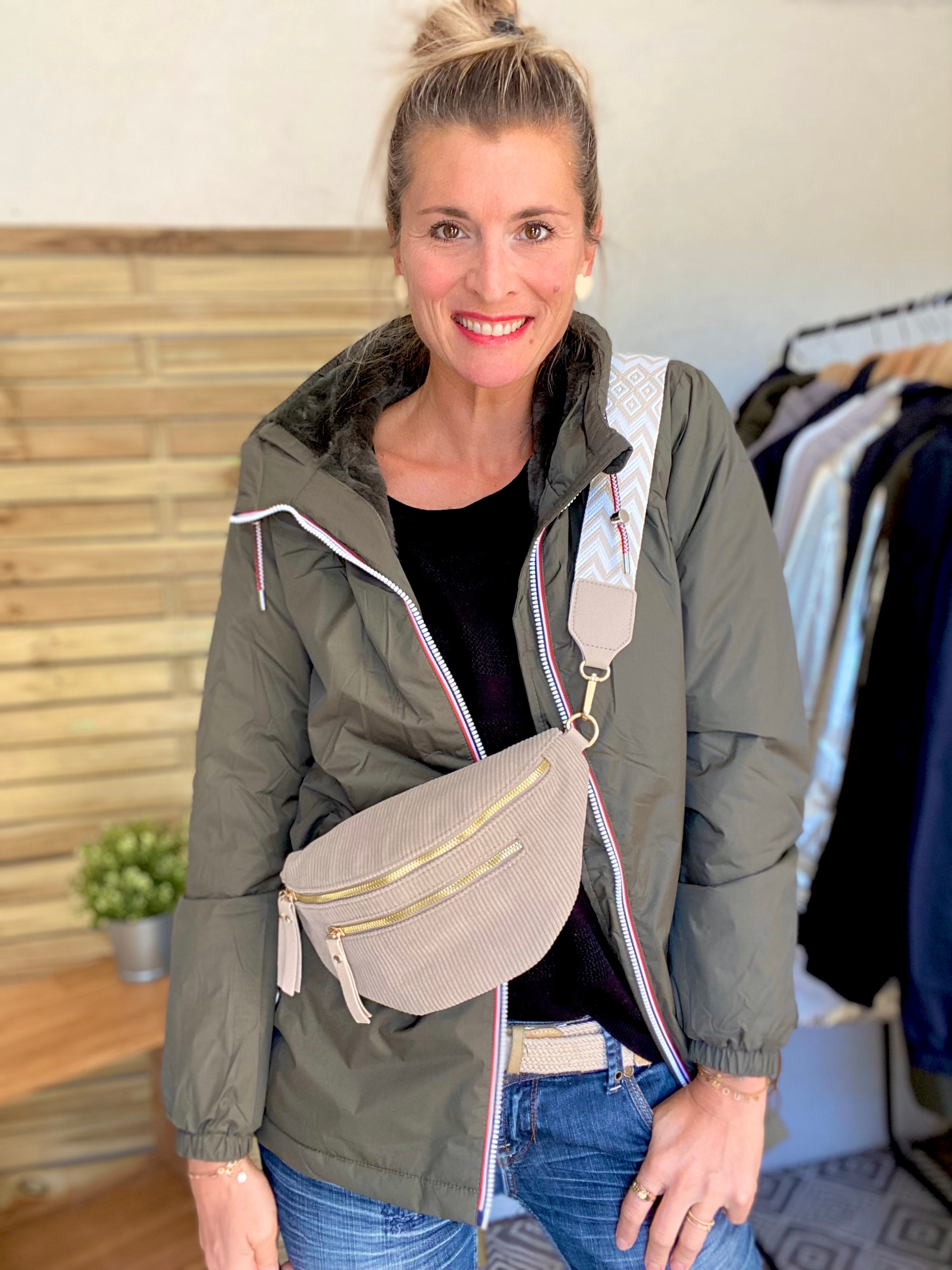 Parka Imperméable THELMA MI-LONG fourré - Kaki - LAURA JO - PROMO sur Taille XL