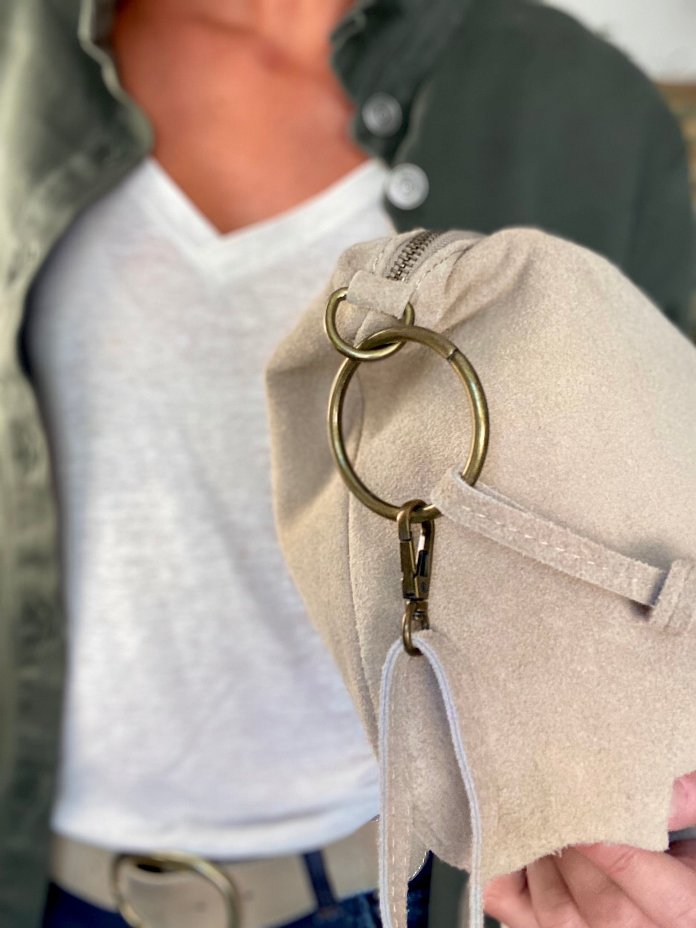 Sac en cuir daim SCOTT - Beige