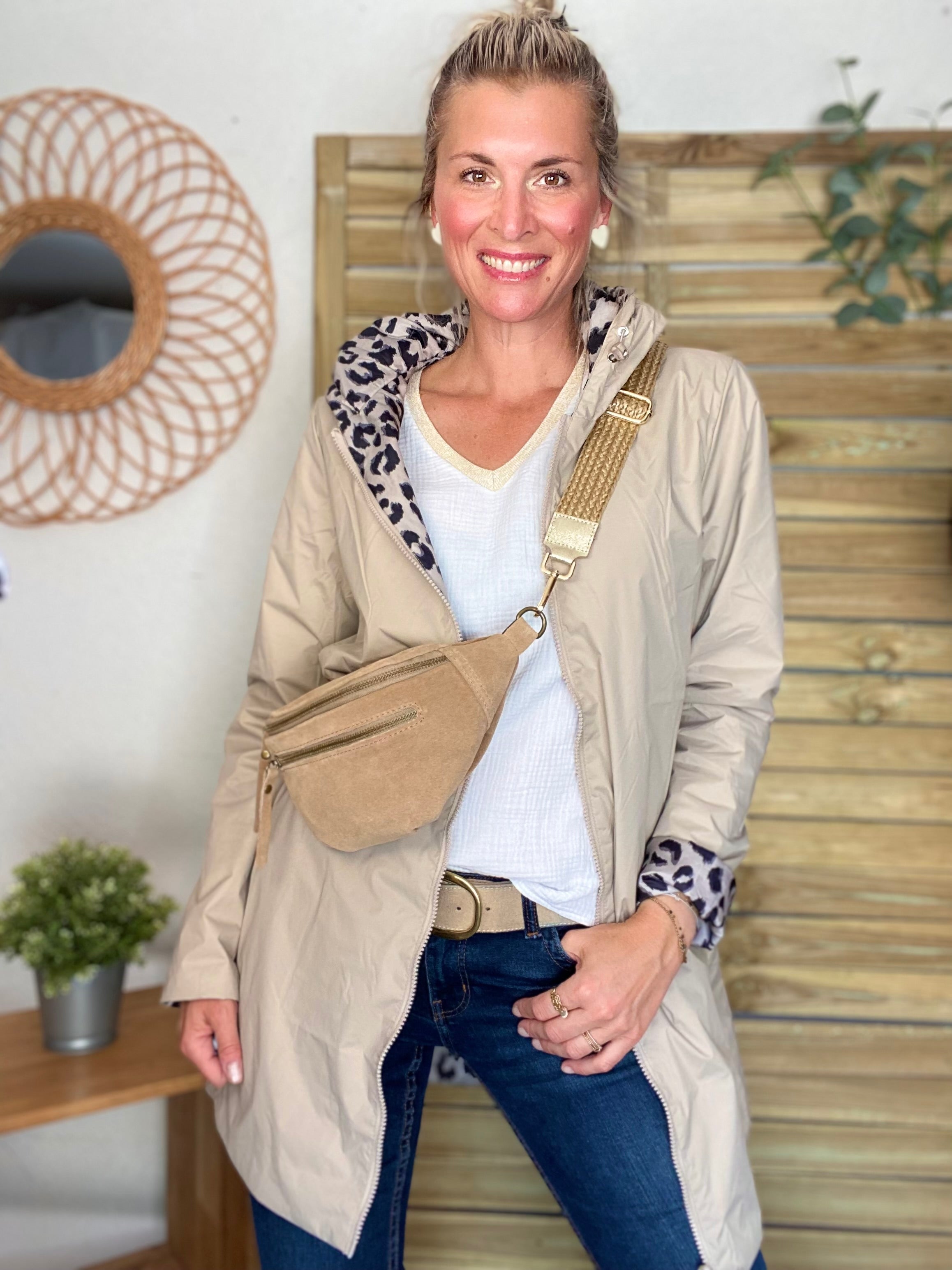Imperméable réversible rembourré LOUISON LONG - Beige / Léo - LAURA JO