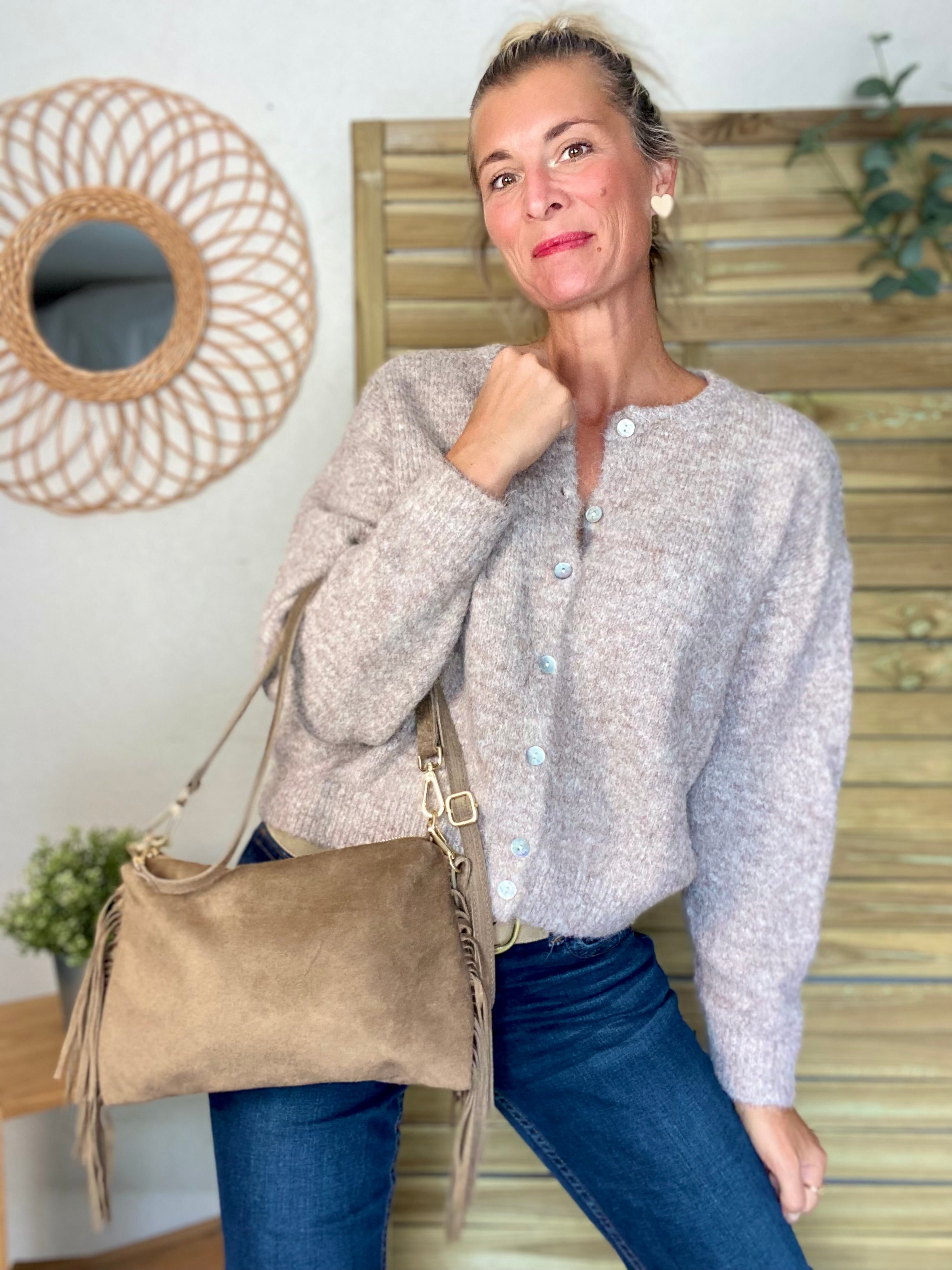 Gilet en maille SYDNEY - Taupe chiné