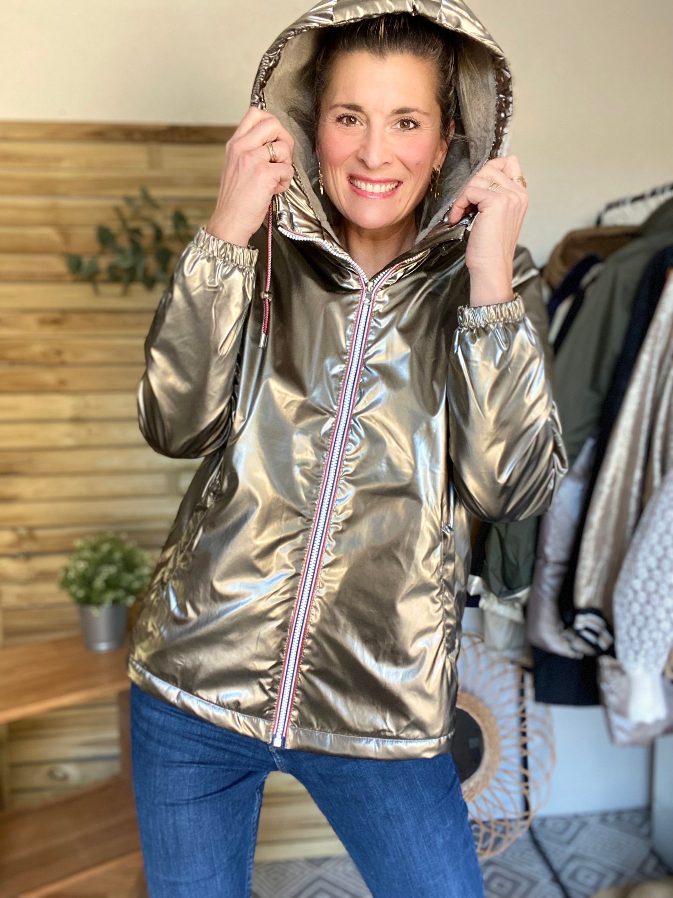 Parka Imperméable THELMA MI-LONG fourré - Bronze - LAURA JO - FIN DE SÉRIE