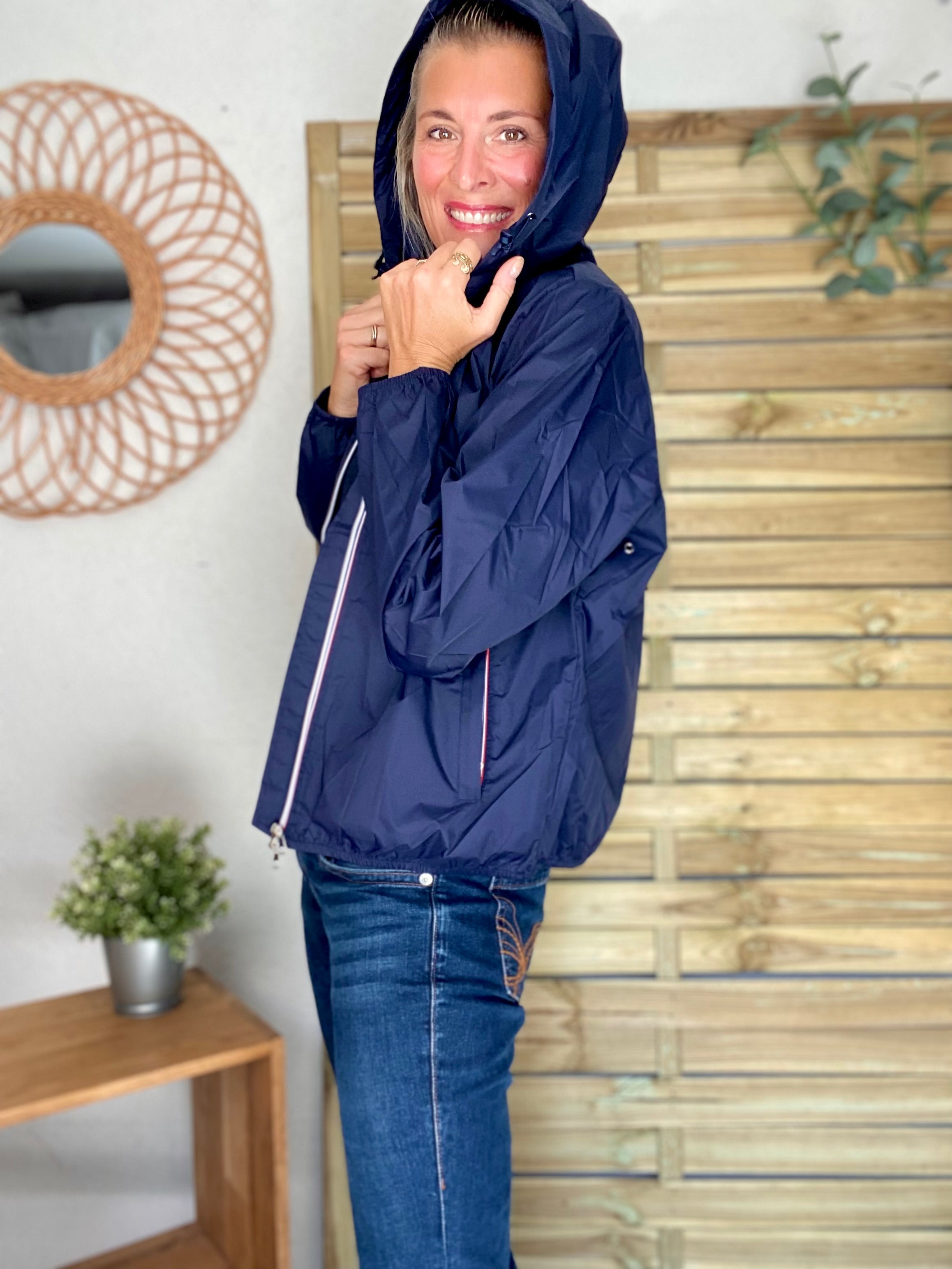 Coupe vent imperméable ANNA COURT Bleu marine - LAURA JO