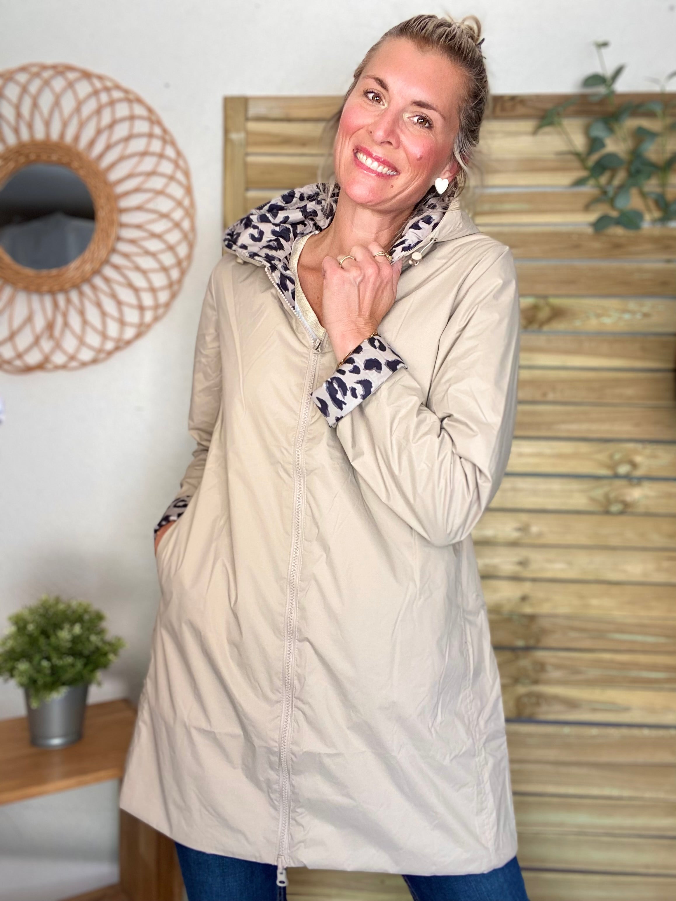 Imperméable réversible rembourré LOUISON LONG - Beige / Léo - LAURA JO