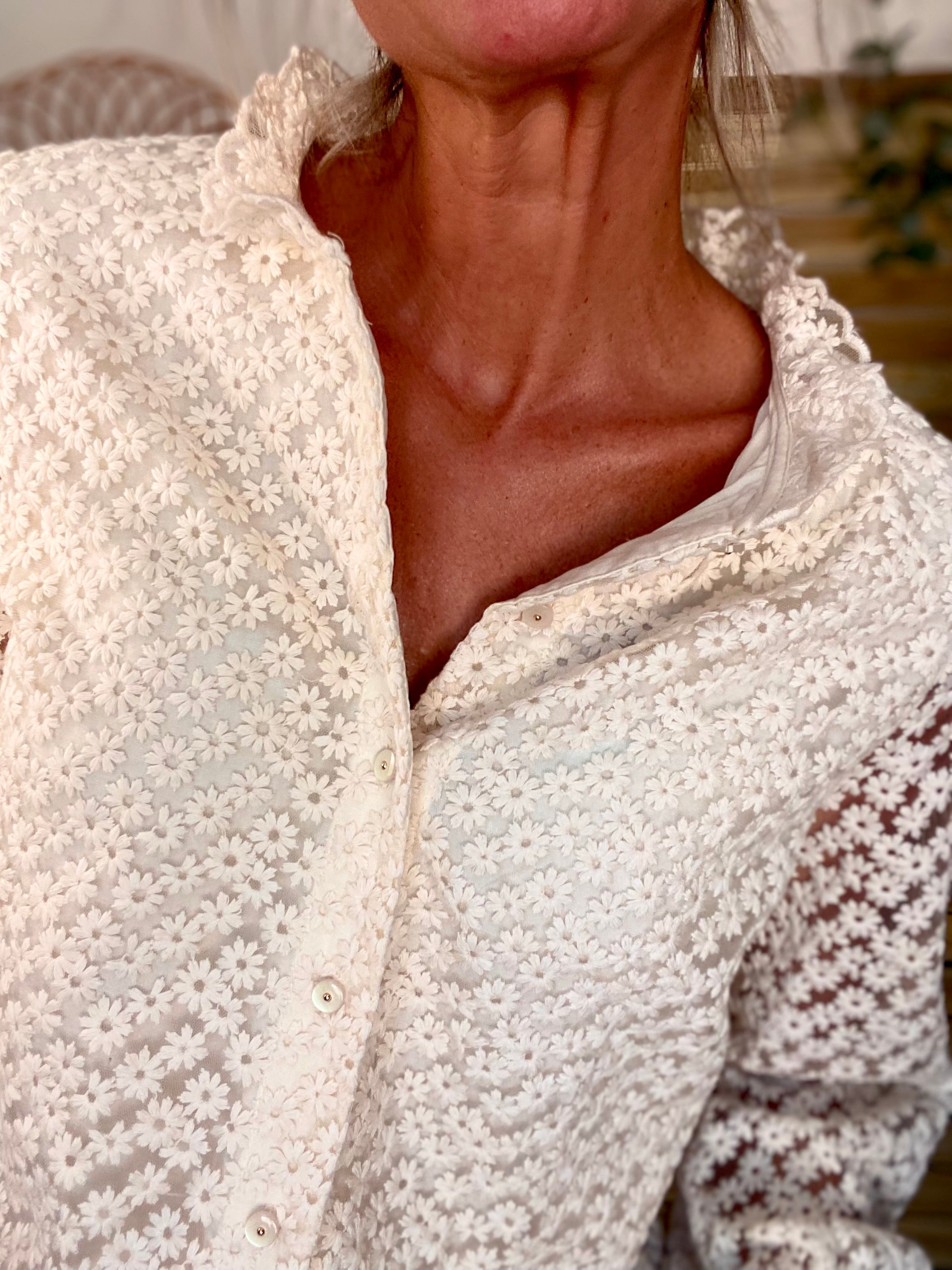 Blouse ajourée crochet ROMANE
