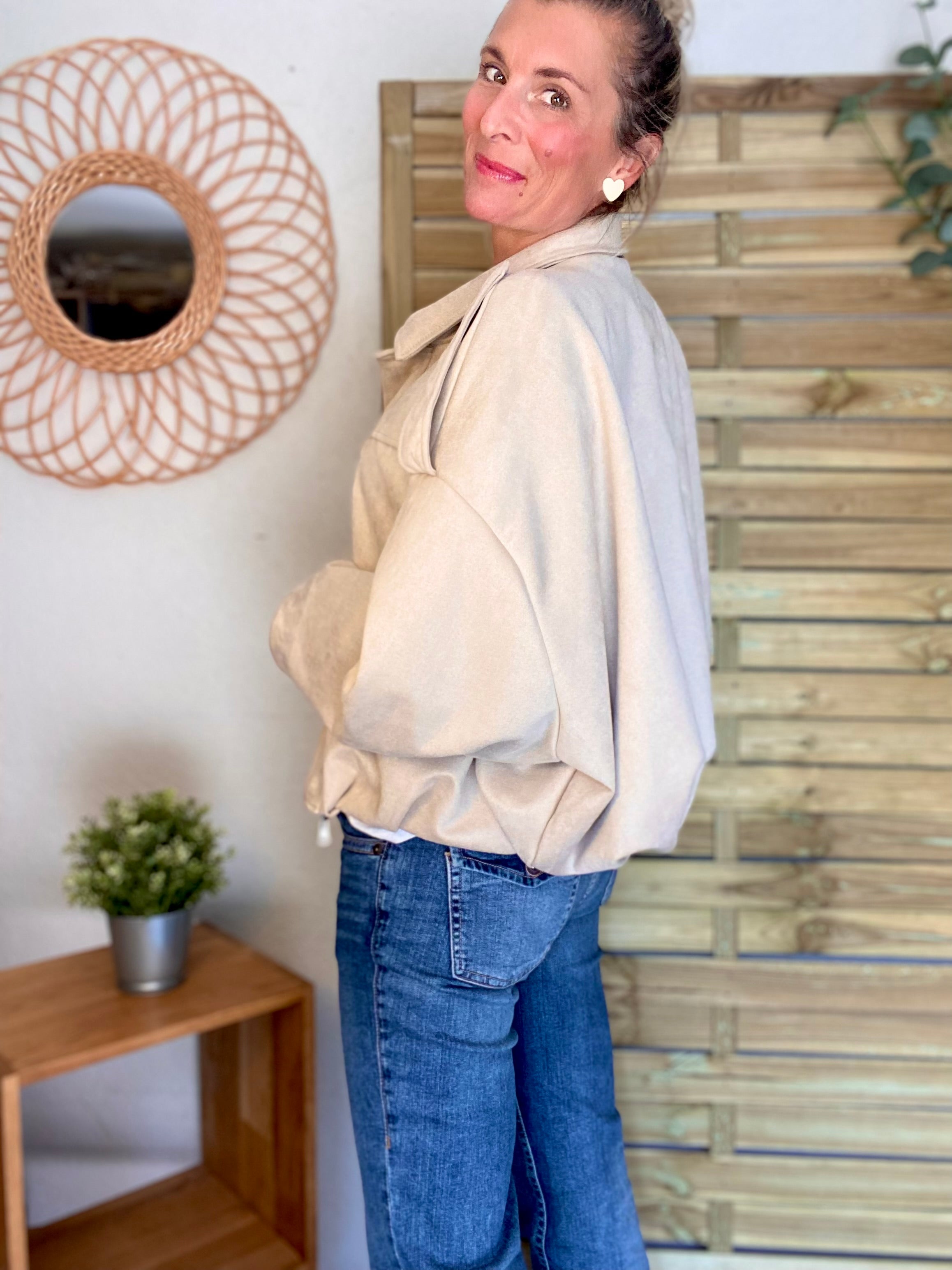 Veste oversize en suédine ISAAC - Beige clair