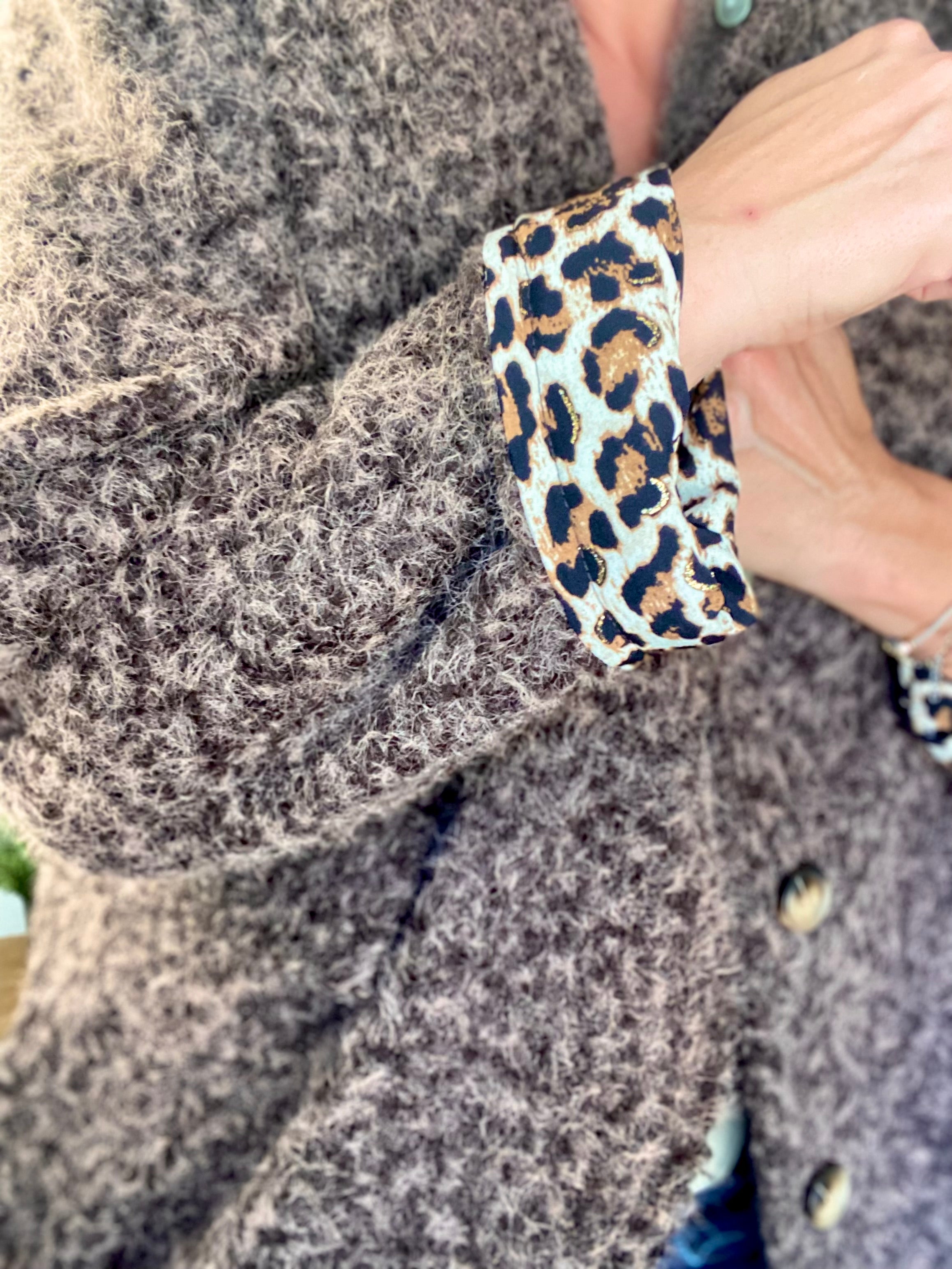 Manteau en laine EUGÉNIE avec détails Léo 🐆 - Chocolat