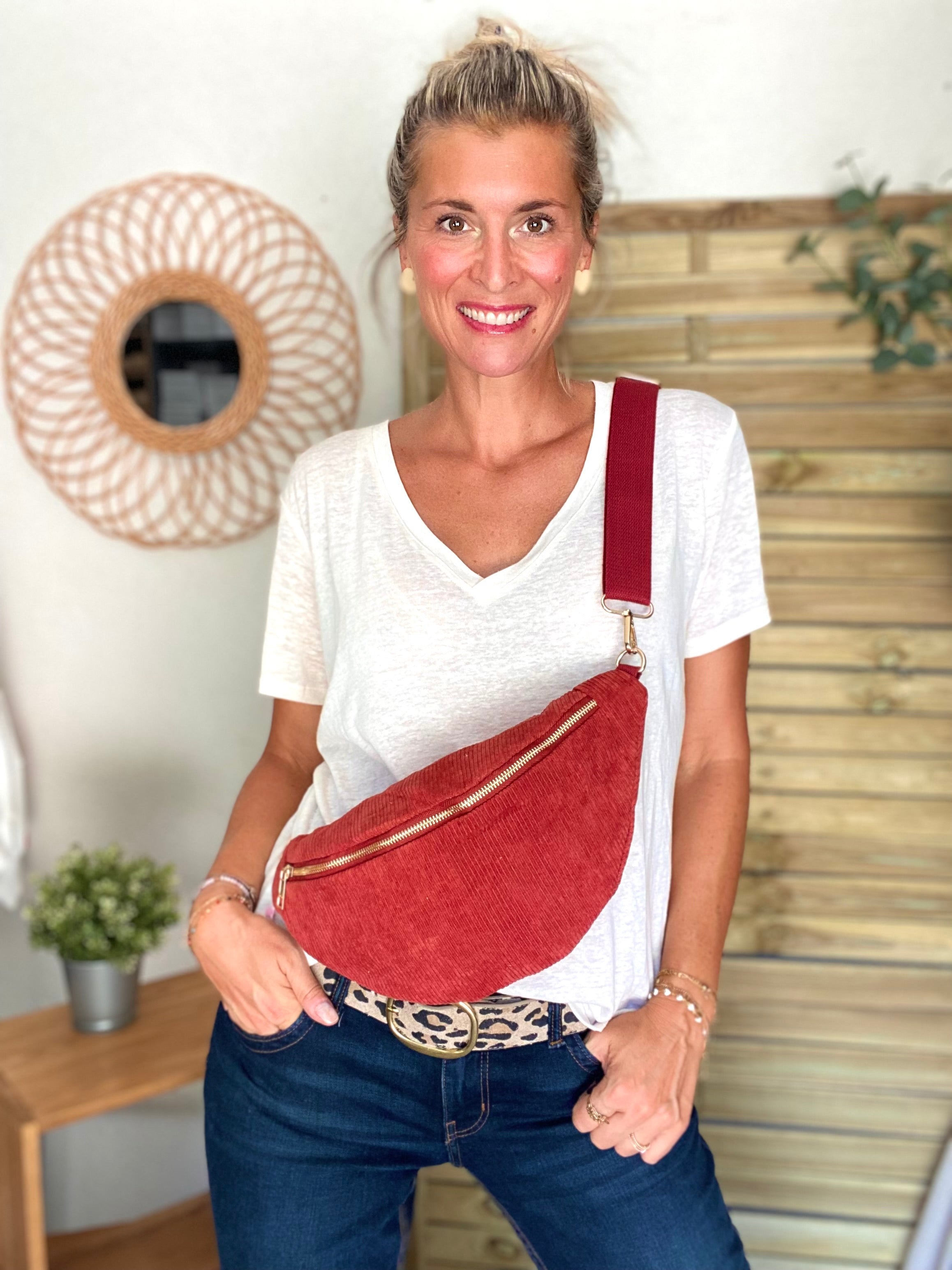 Sac banane XL velours côtelé Ciao Boum - IVY - Terracotta (20 coloris)