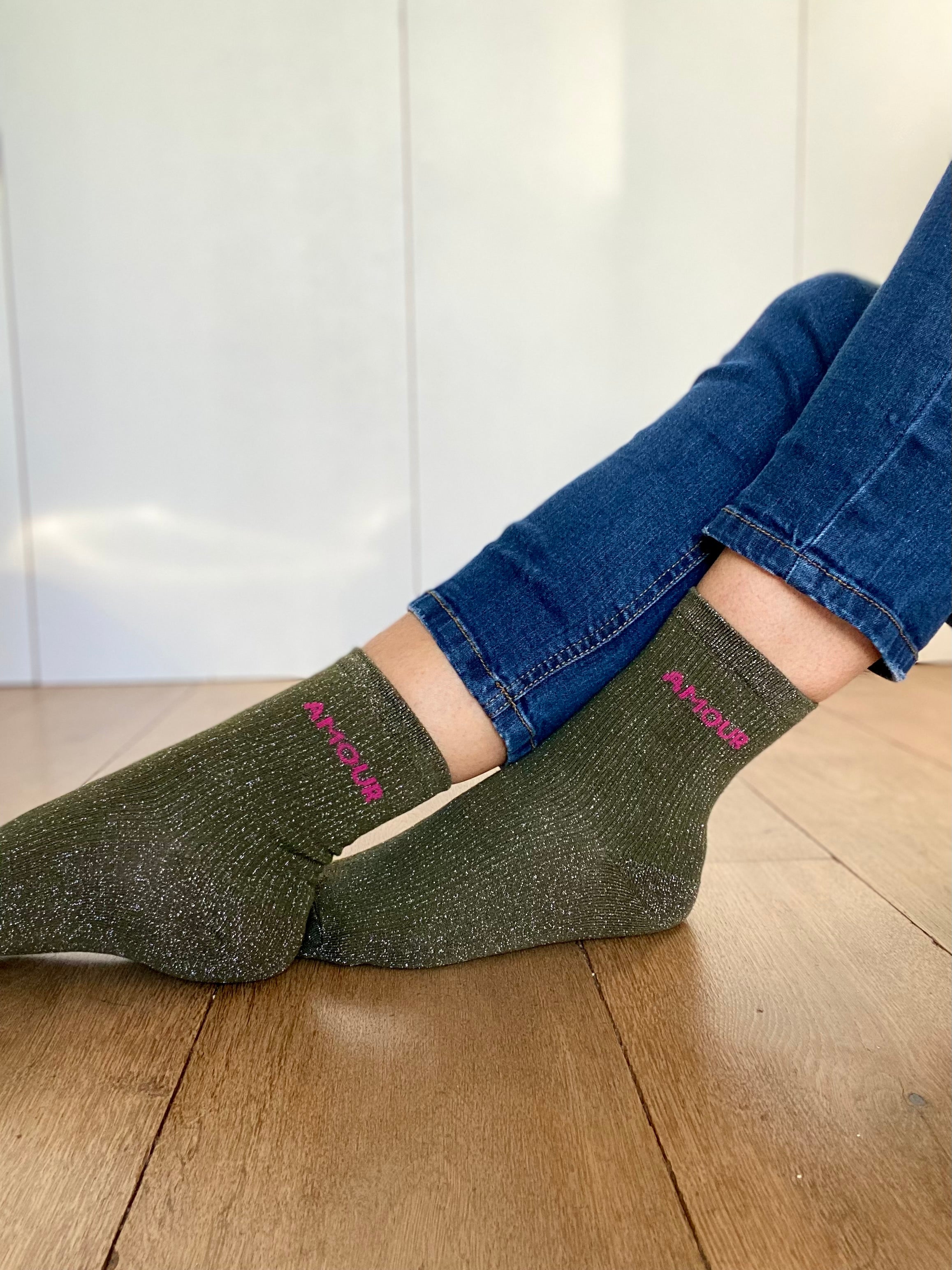 Chaussettes scintillantes glitter ZORA - Amour