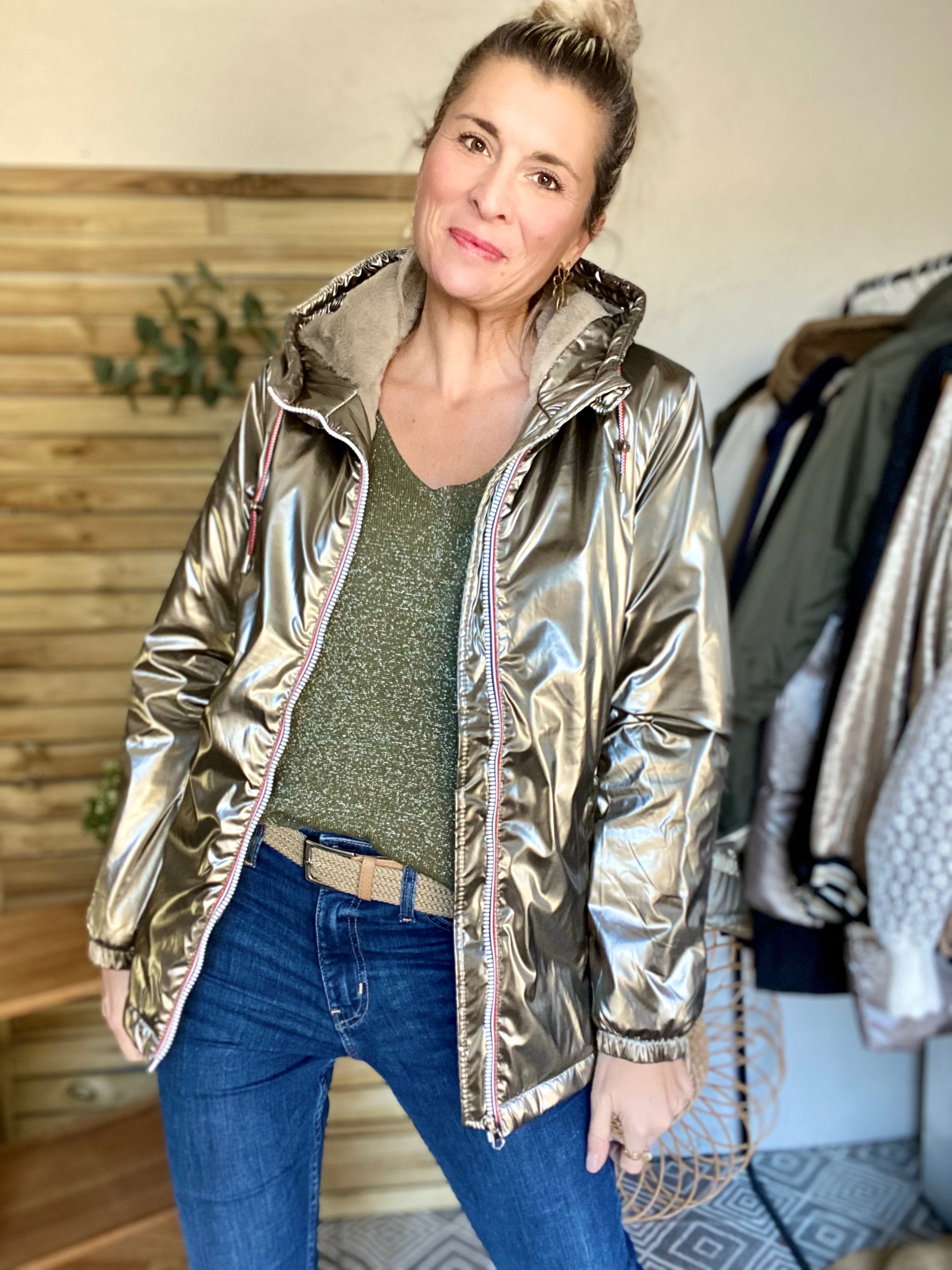 Parka Imperméable THELMA MI-LONG fourré - Bronze - LAURA JO - FIN DE SÉRIE
