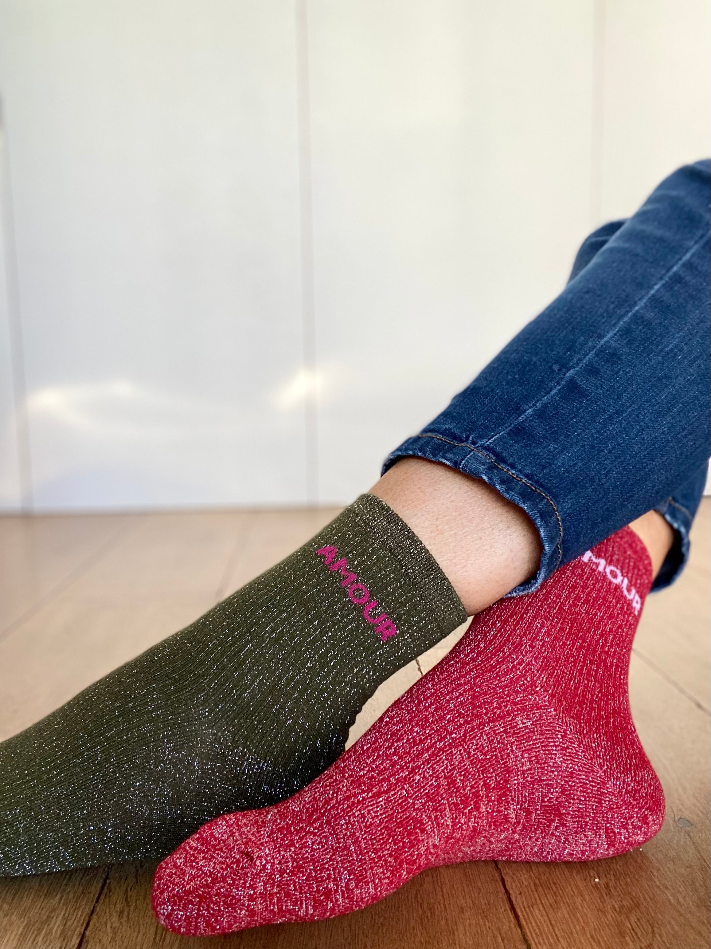 Chaussettes scintillantes glitter ZORA - Amour