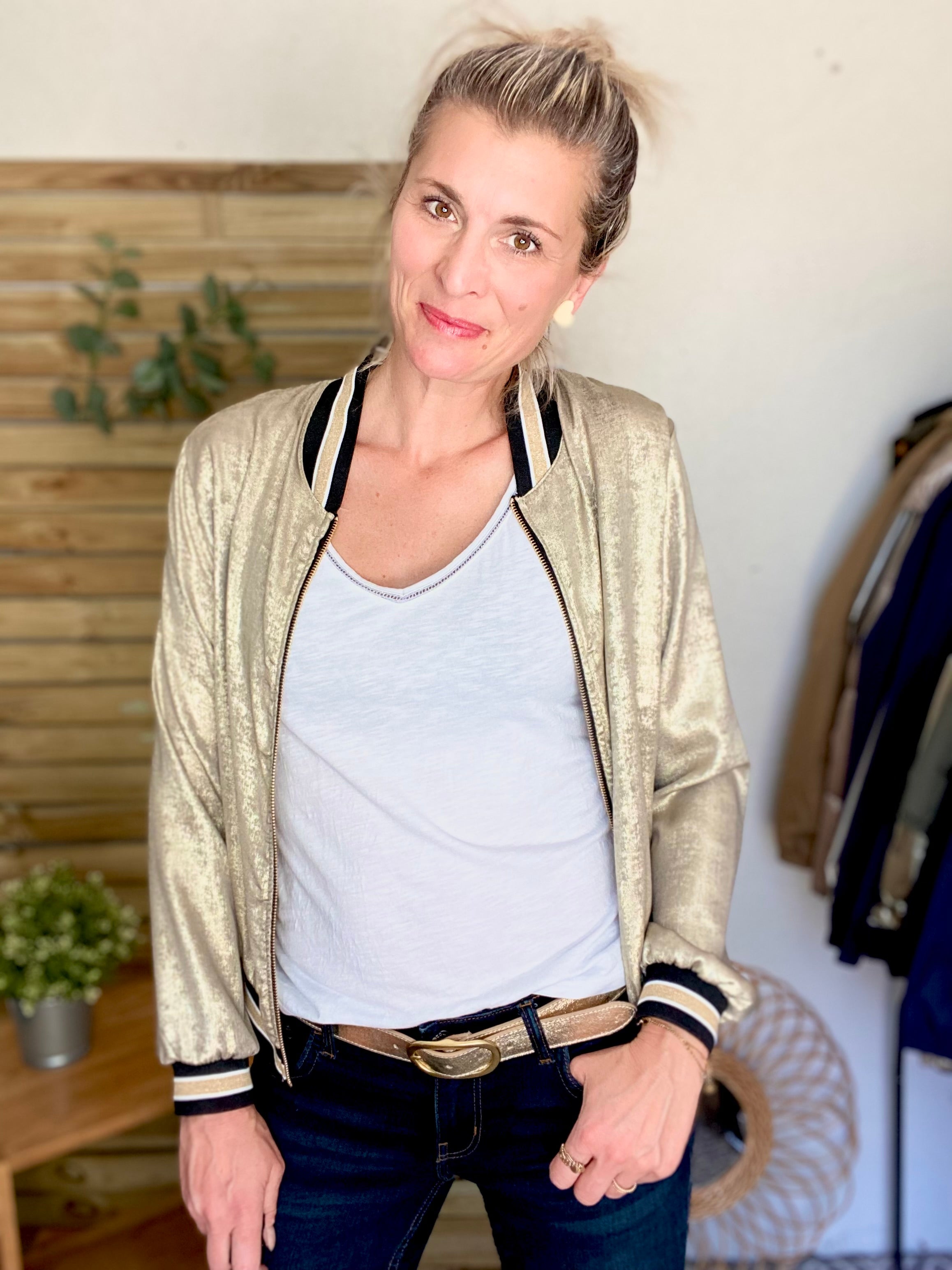 Veste bombers léger EMILY - Doré foncé - taille unique