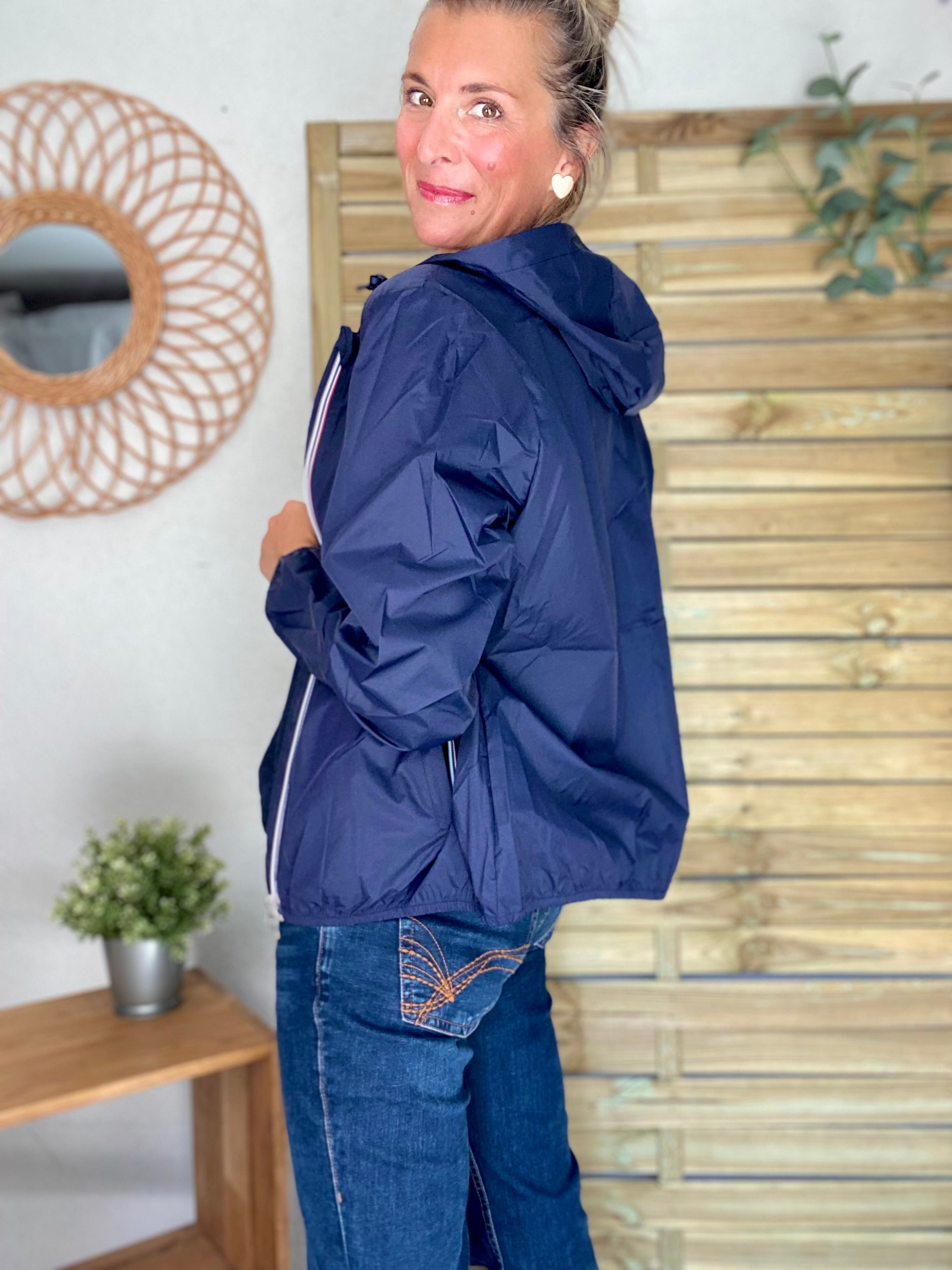 Coupe vent imperméable ANNA COURT Bleu marine - LAURA JO