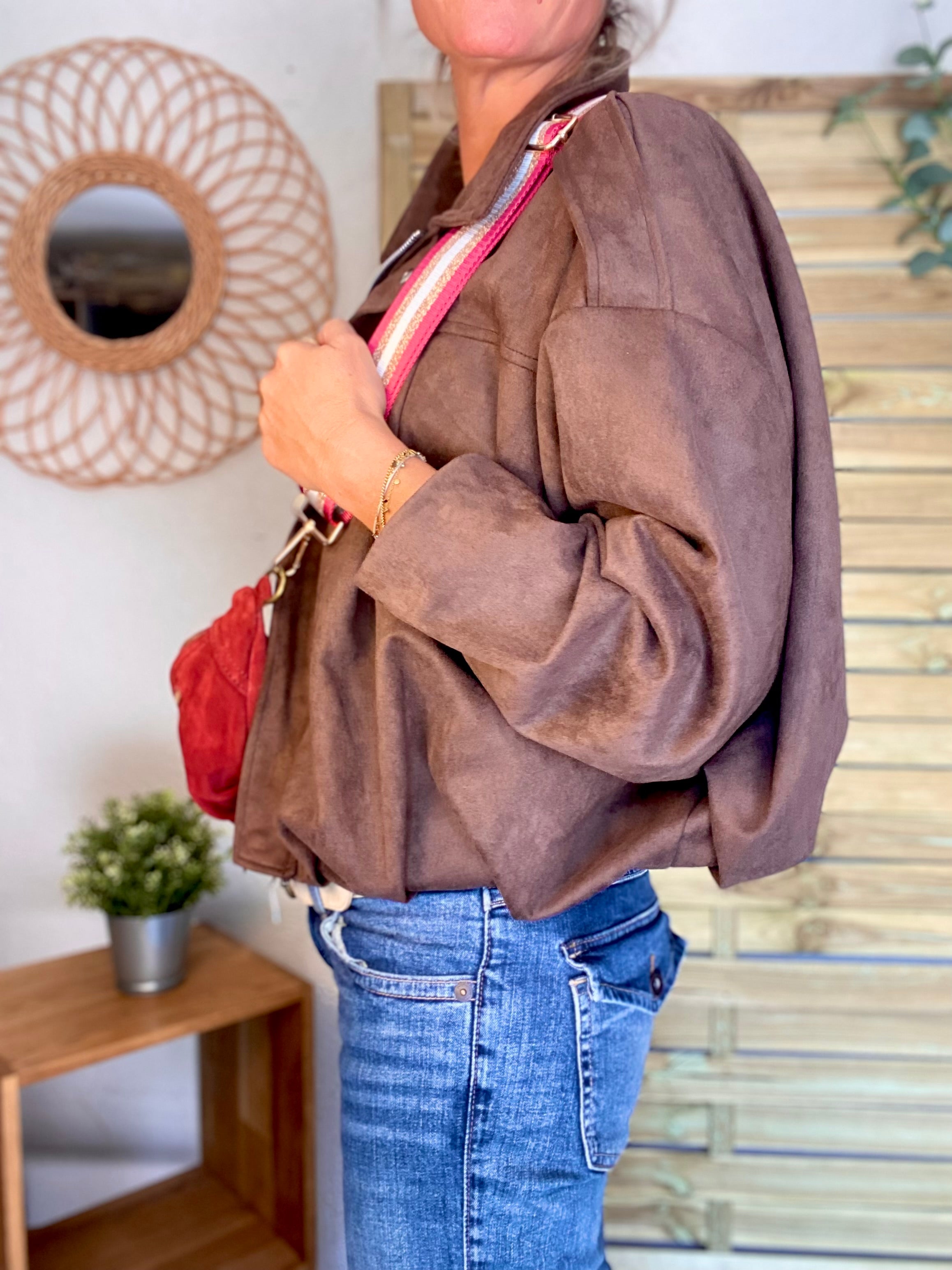 Veste oversize en suédine ISAAC - Chocolat