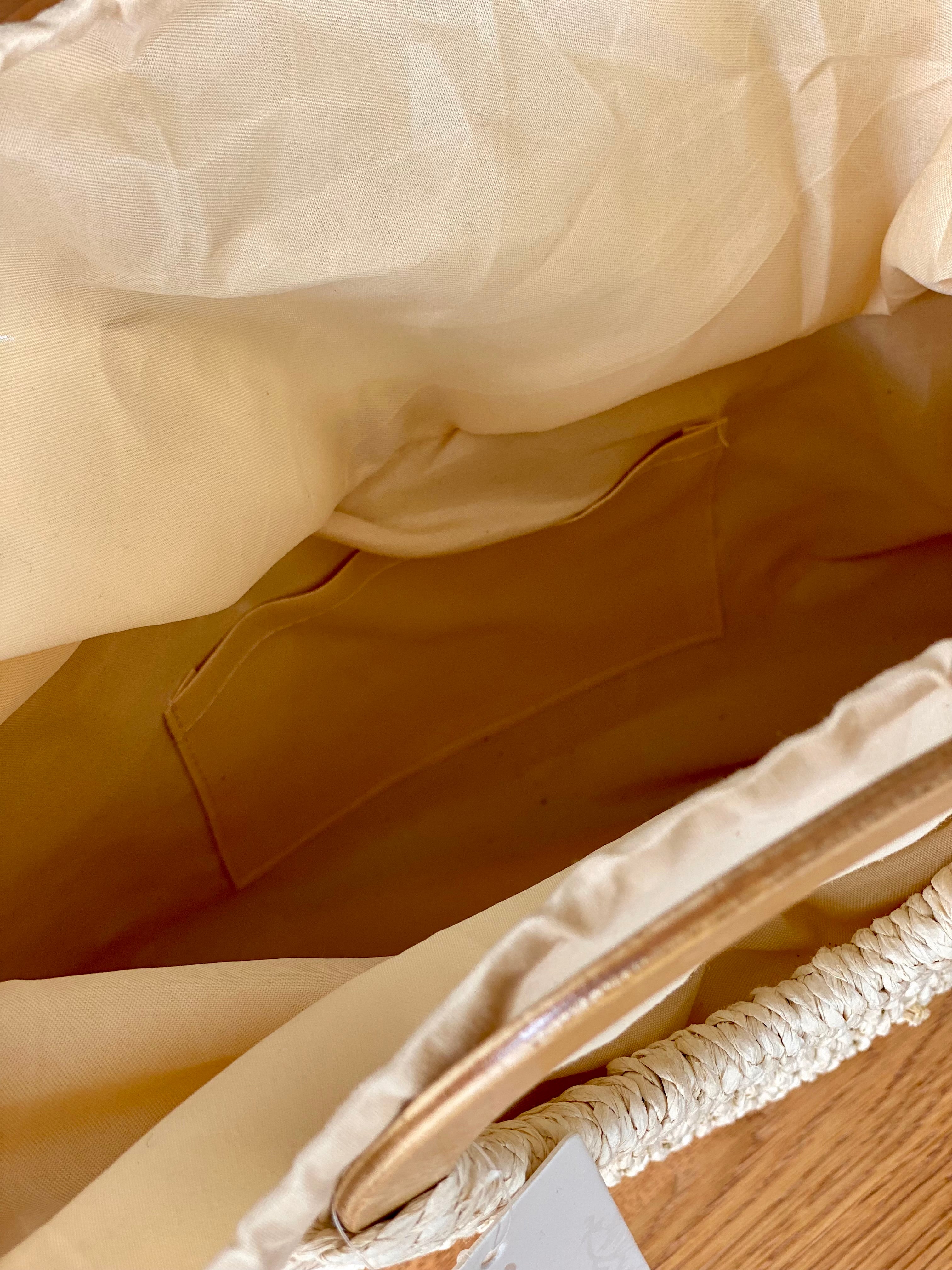 Sac à main et bandoulière en Paille PAULA - Beige clair