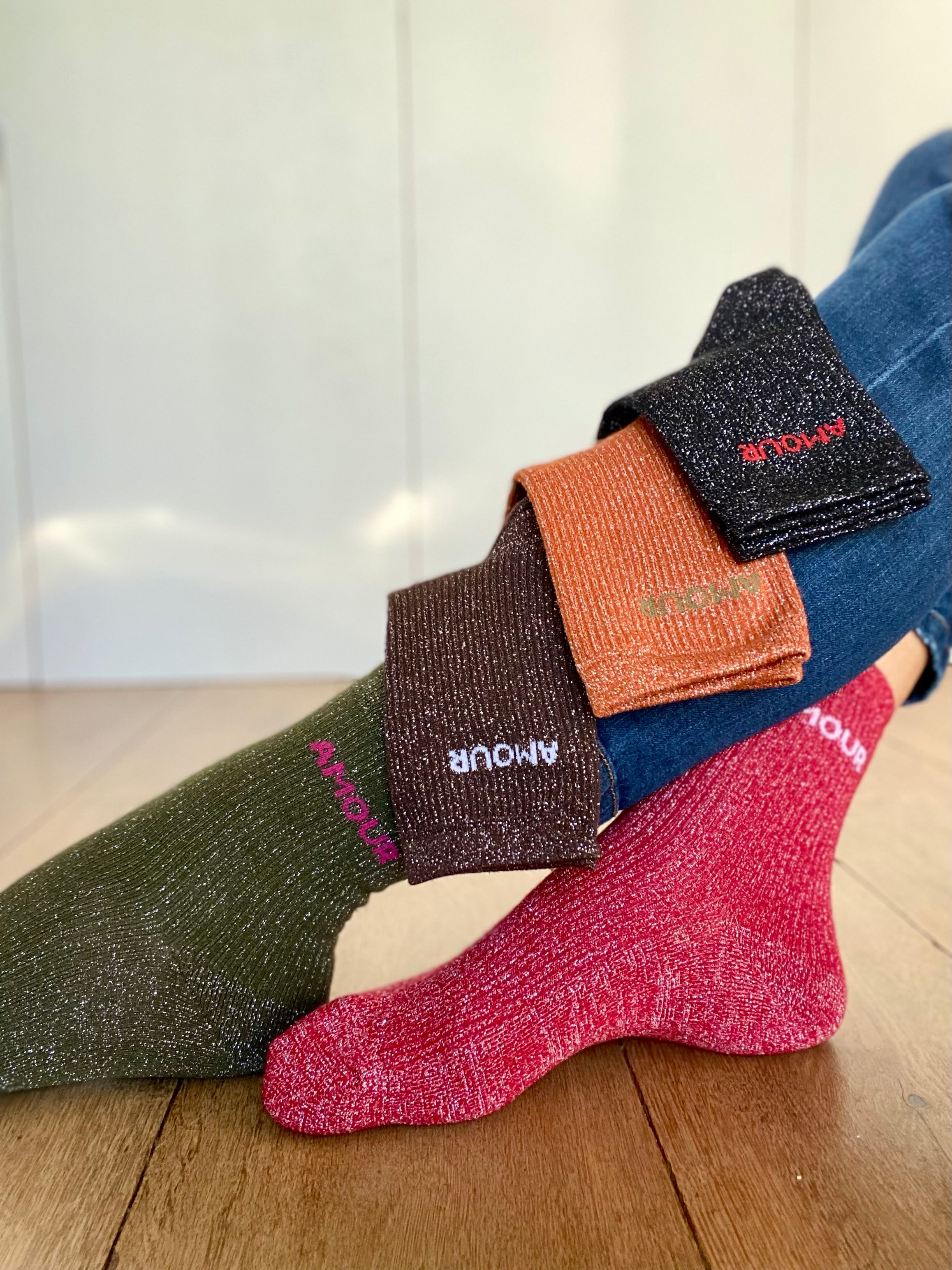 Chaussettes scintillantes glitter ZORA - Amour