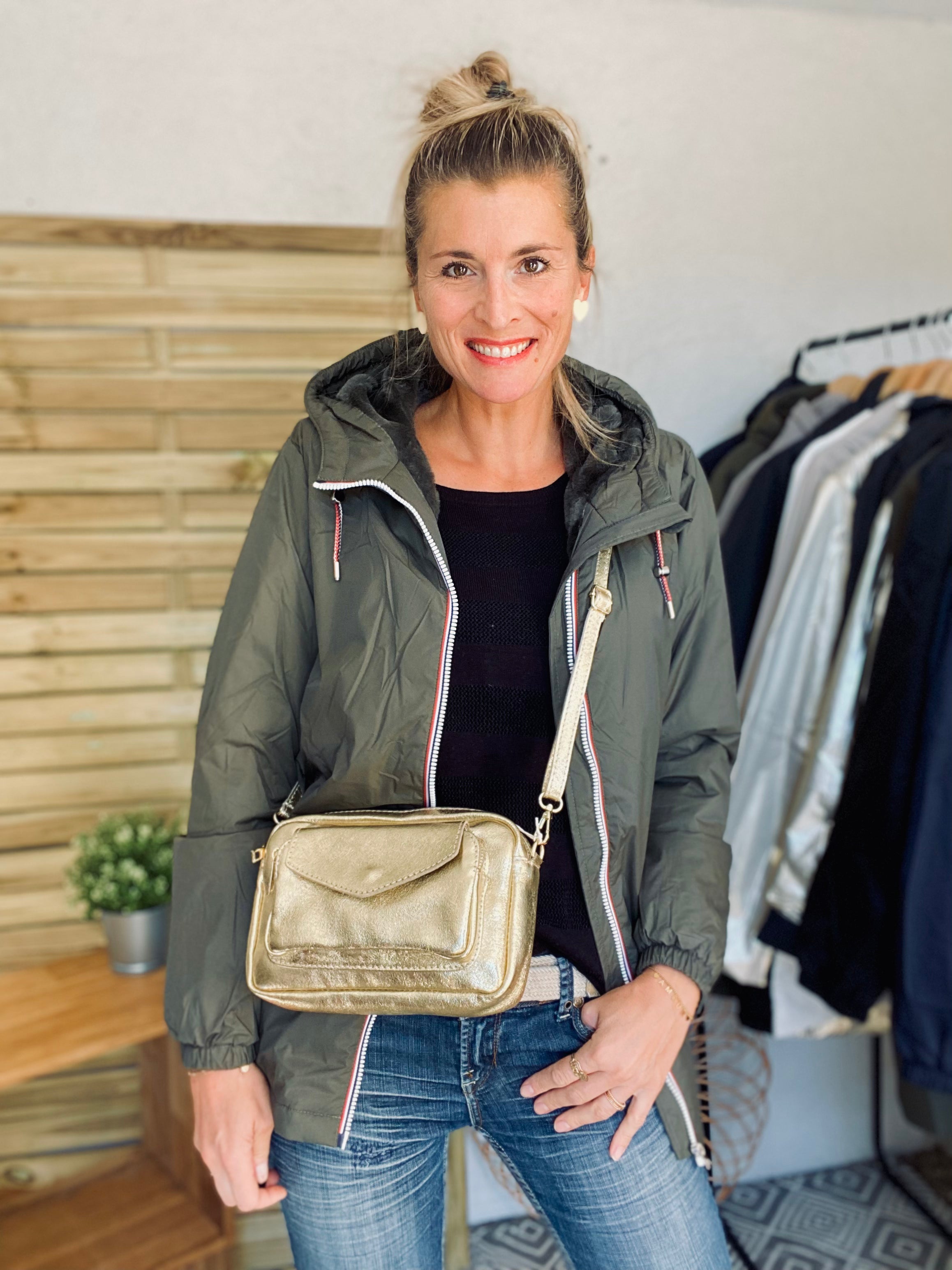 Parka Imperméable THELMA MI-LONG fourré - Kaki - LAURA JO - PROMO sur Taille XL