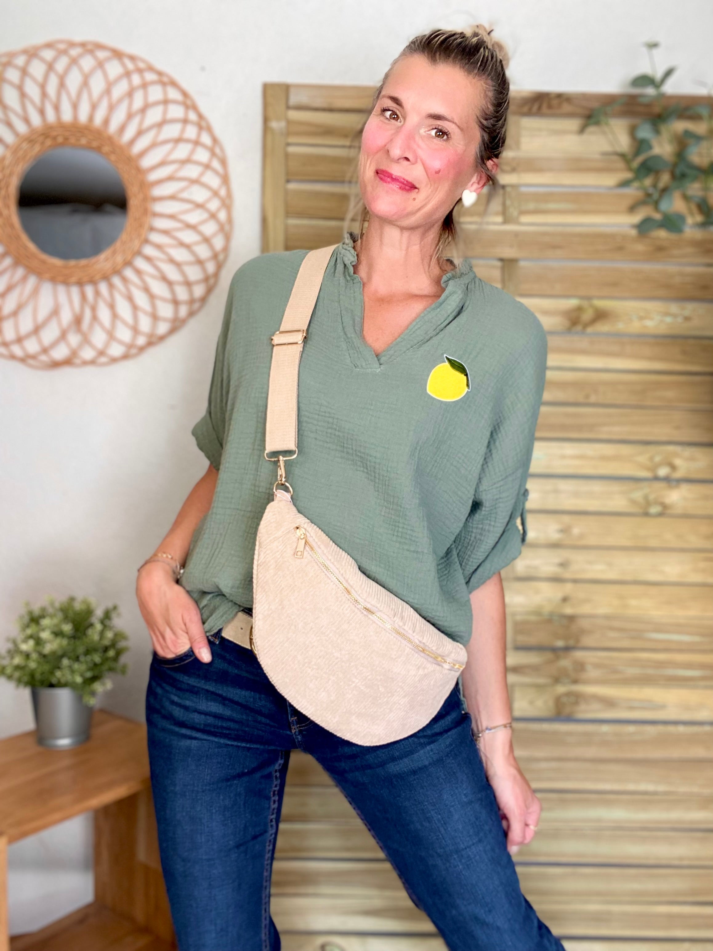 Sac banane XL velours côtelé Ciao Boum - IVY - Beige (20 coloris)