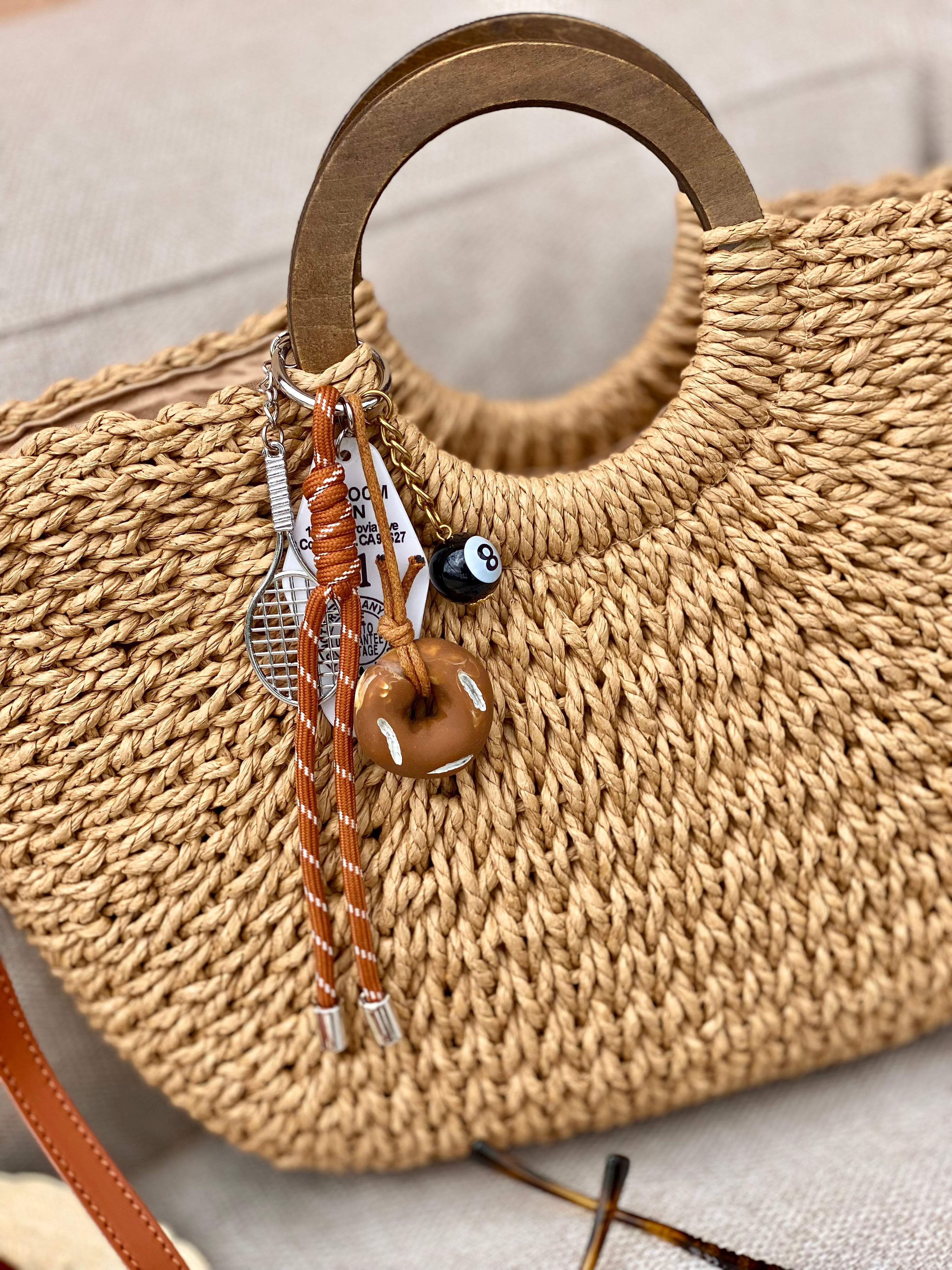 Sac à main et bandoulière en paille PAULA - Beige foncé