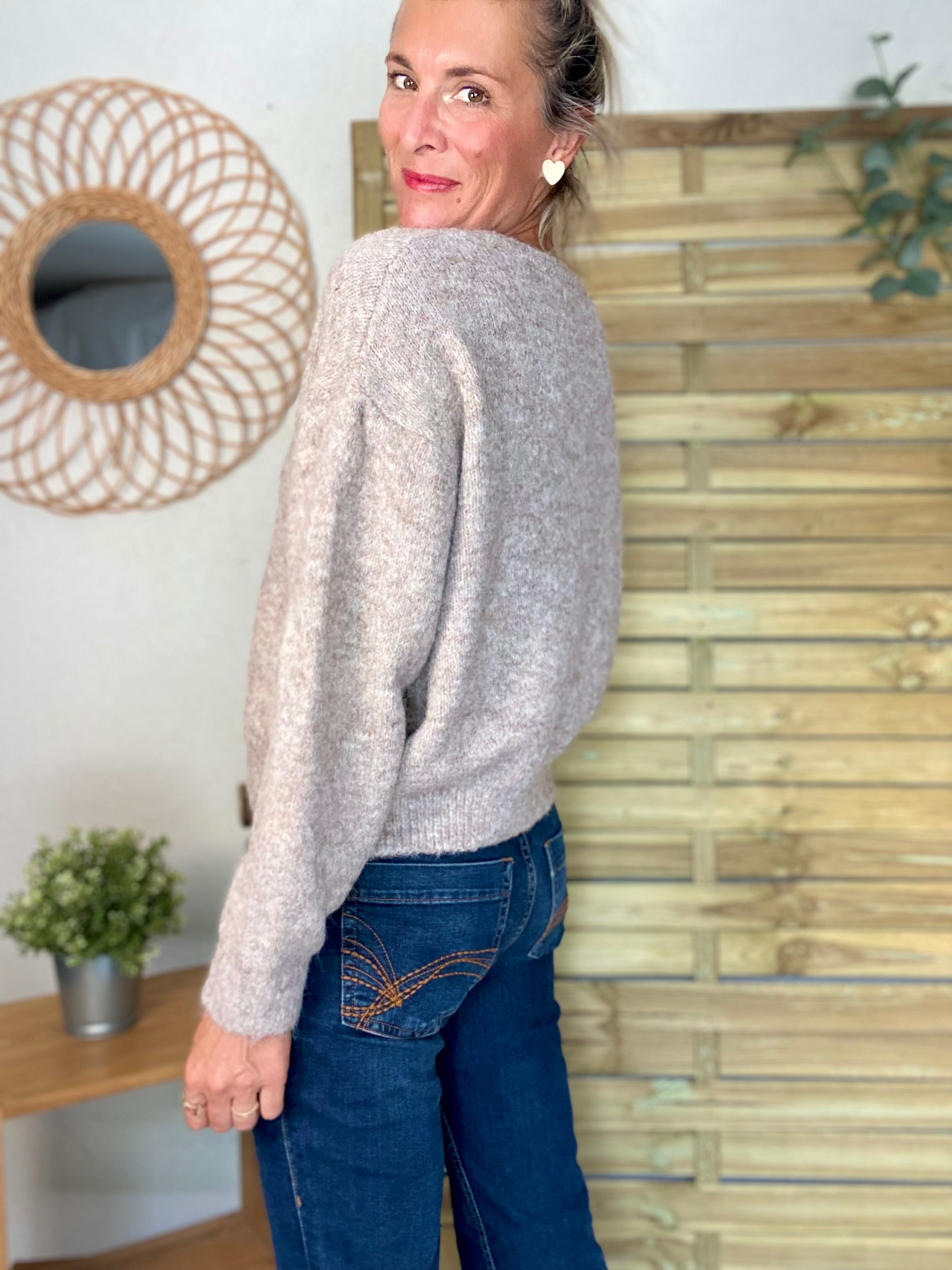 Gilet en maille SYDNEY - Taupe chiné