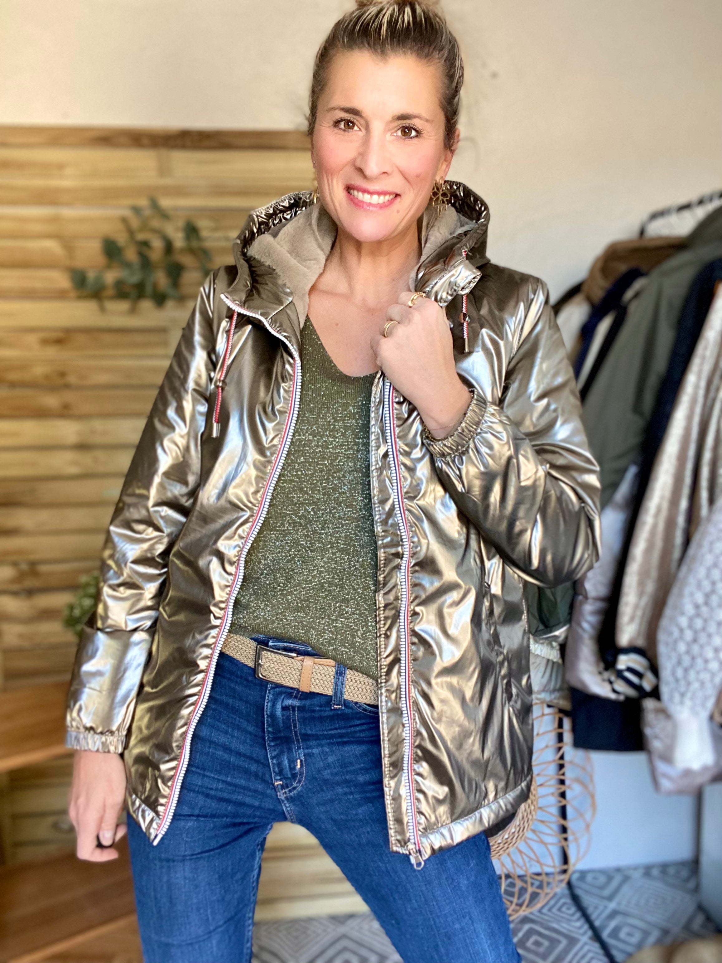 Parka Imperméable THELMA MI-LONG fourré - Bronze - LAURA JO - FIN DE SÉRIE