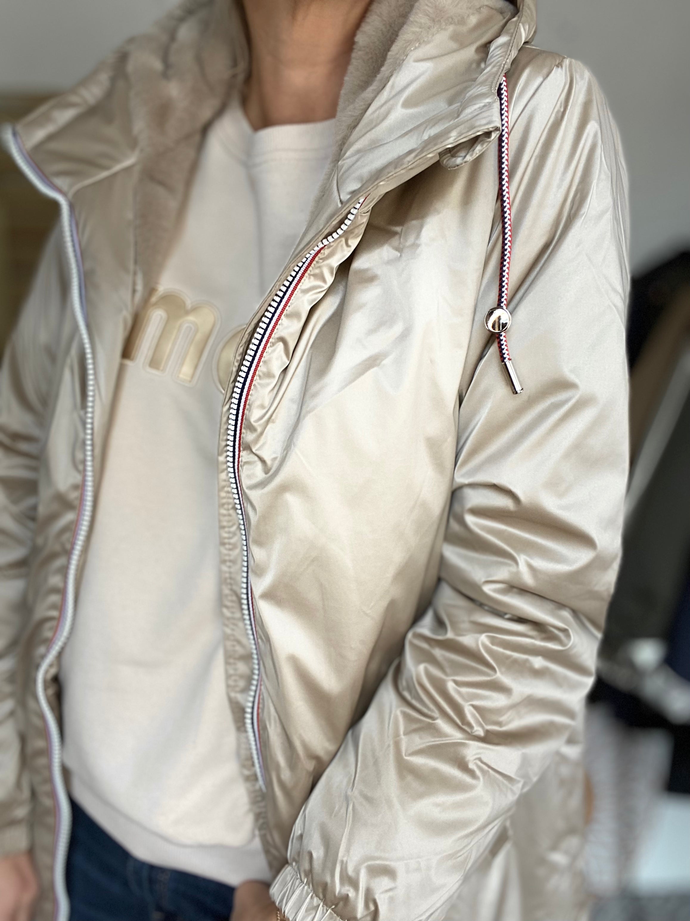 Parka Imperméable THELMA LONG fourrée - Sable irisé - Laura Jo