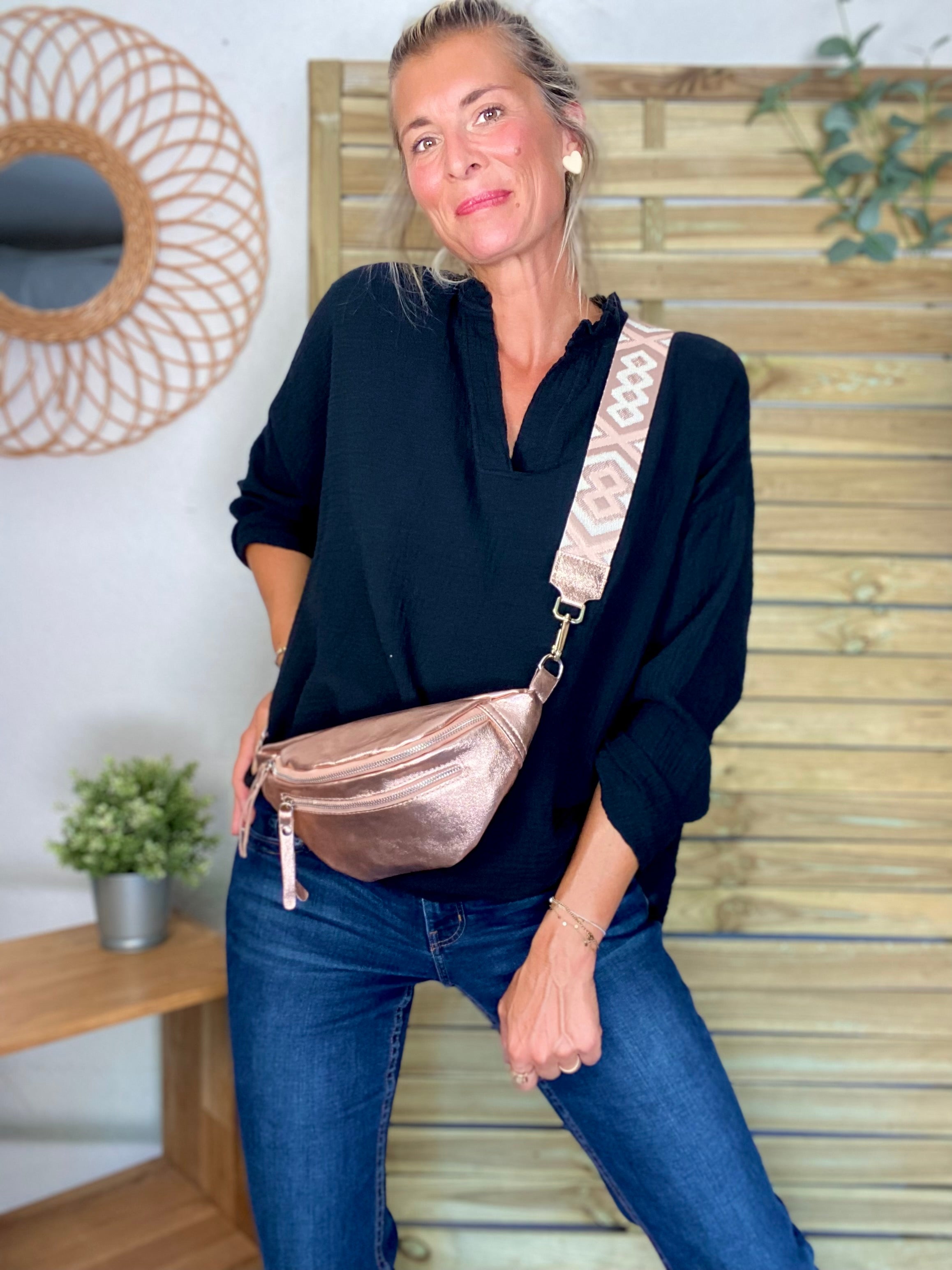 Blouse en gaze de coton SIERRA Noire - manches longues