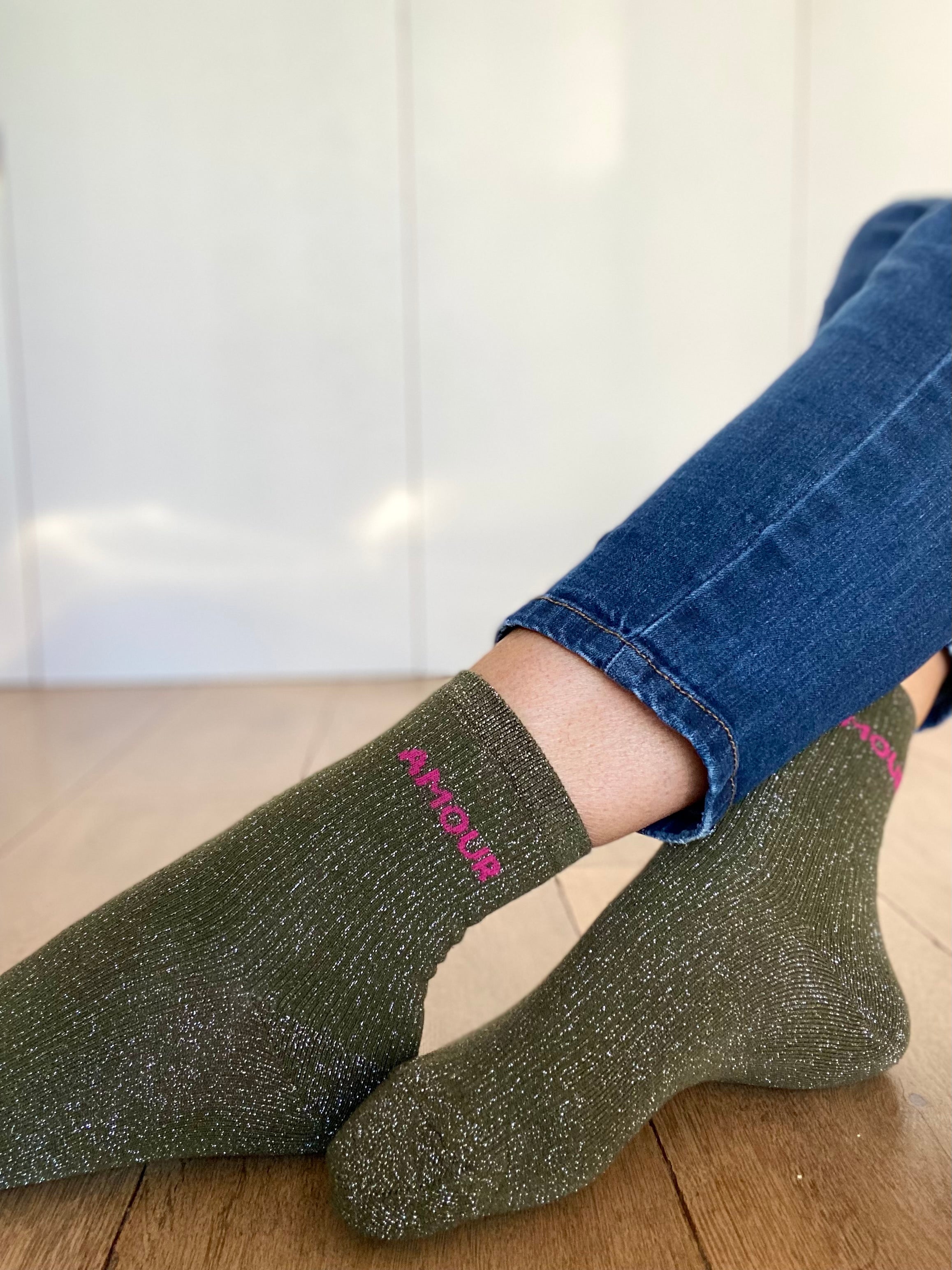 Chaussettes scintillantes glitter ZORA - Amour