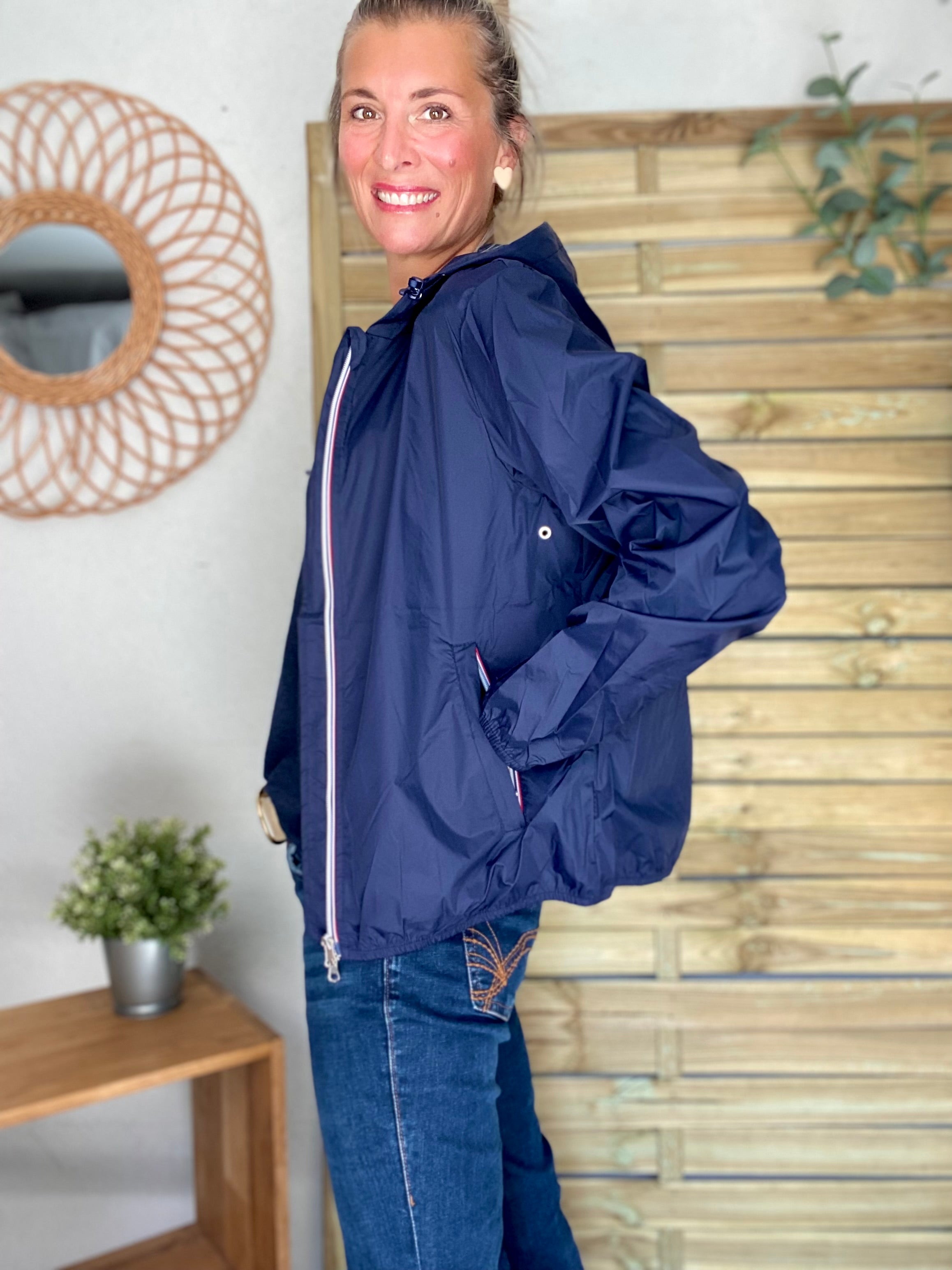 Coupe vent imperméable ANNA COURT Bleu marine - LAURA JO