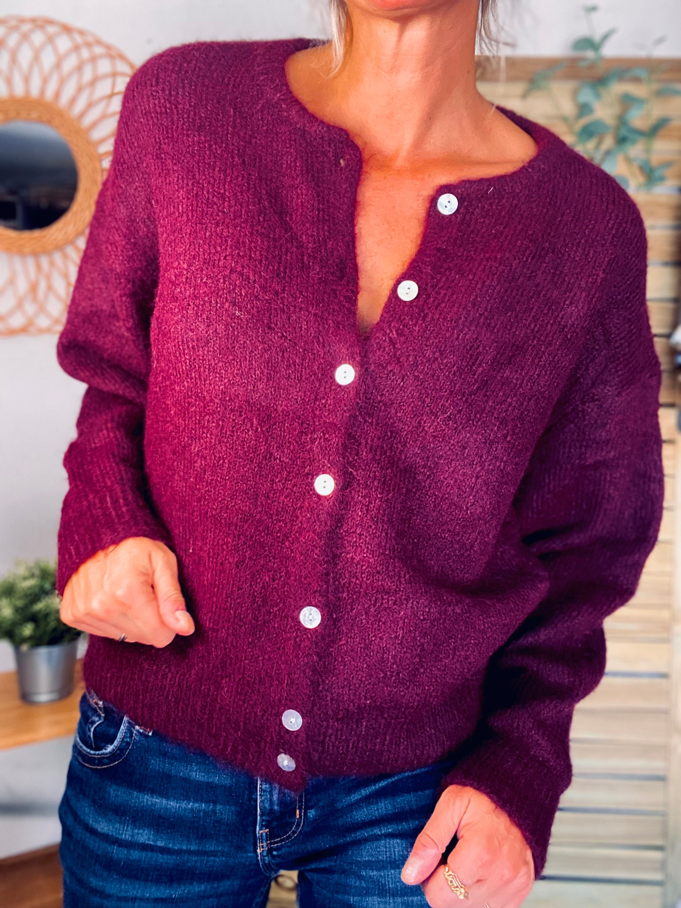 Gilet en maille SYDNEY - Bordeaux