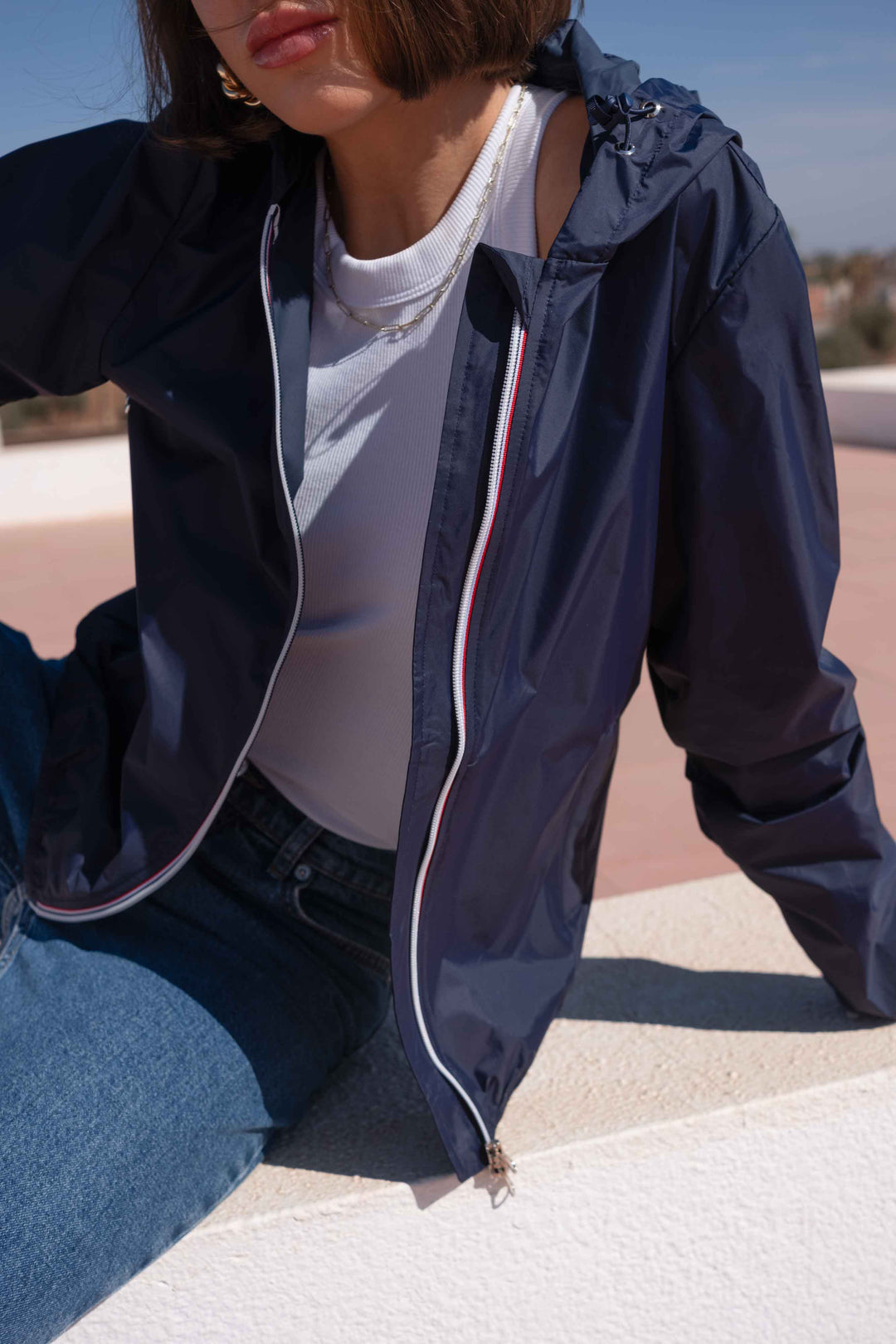Coupe vent imperméable ANNA COURT Bleu marine - LAURA JO
