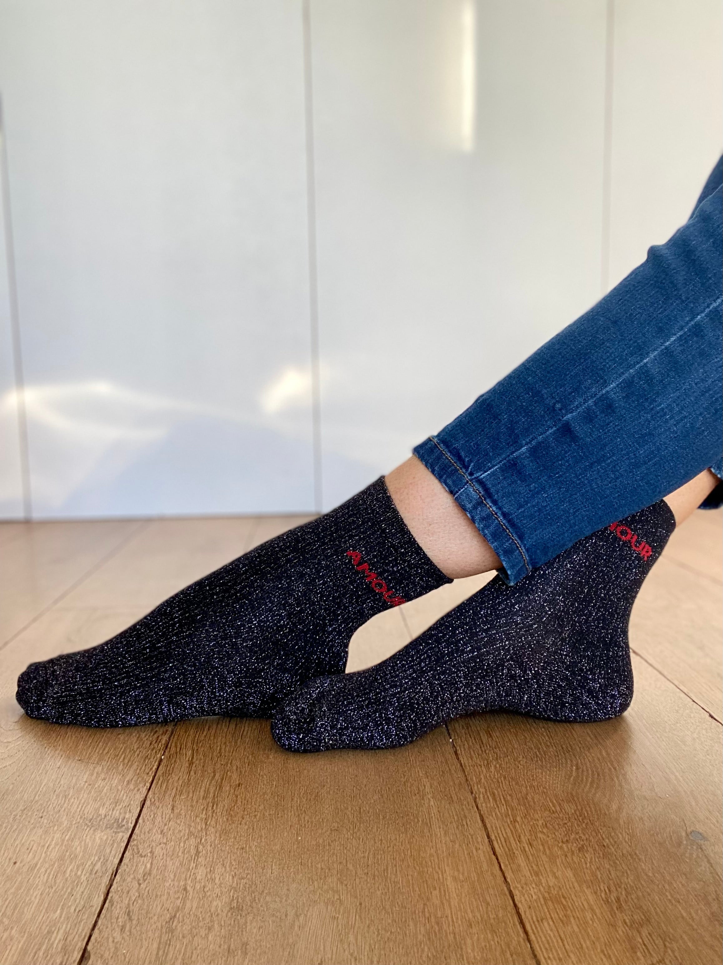 Chaussettes scintillantes glitter ZORA - Amour